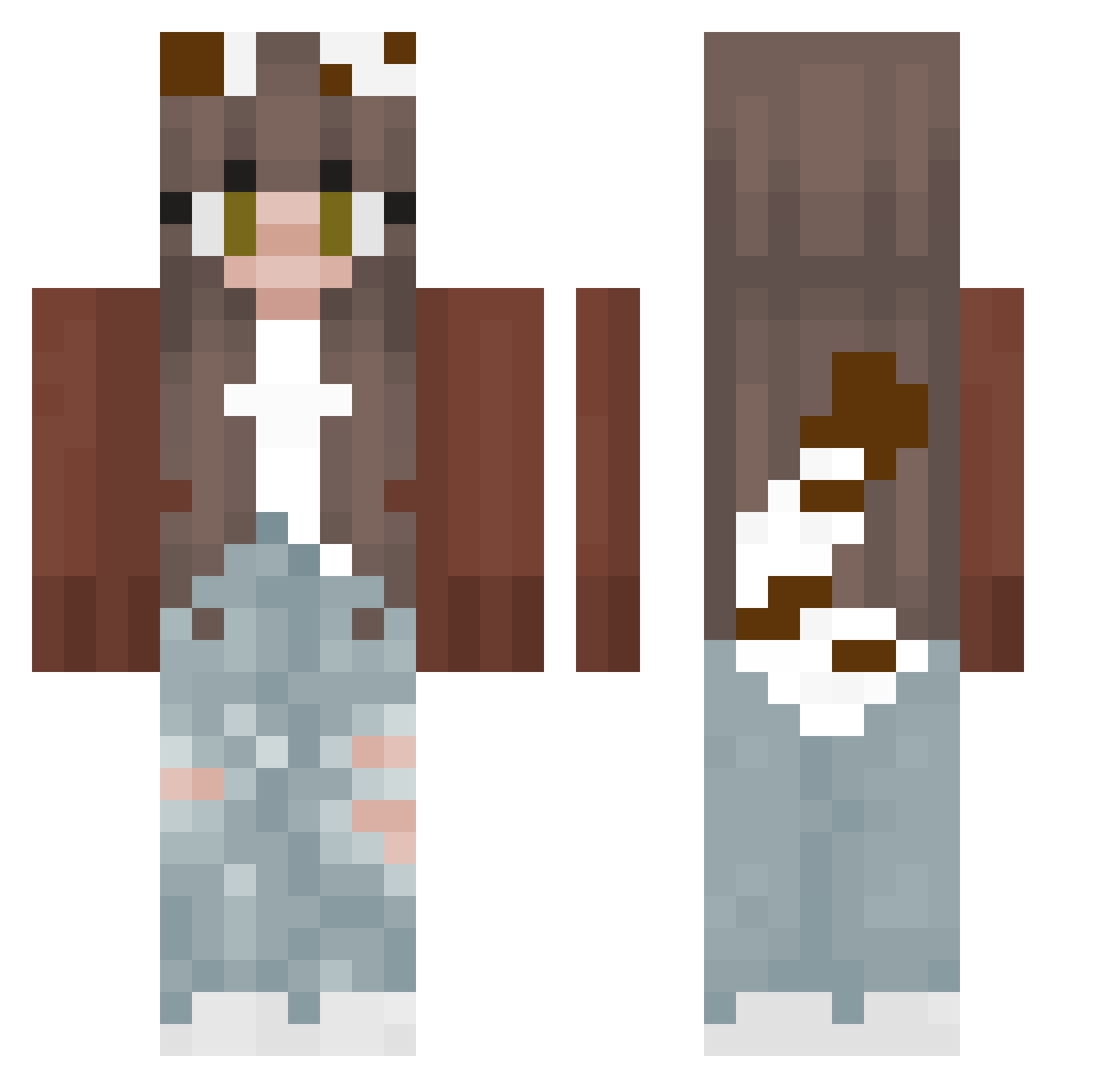 tvdeath Minecraft skin, front and back view