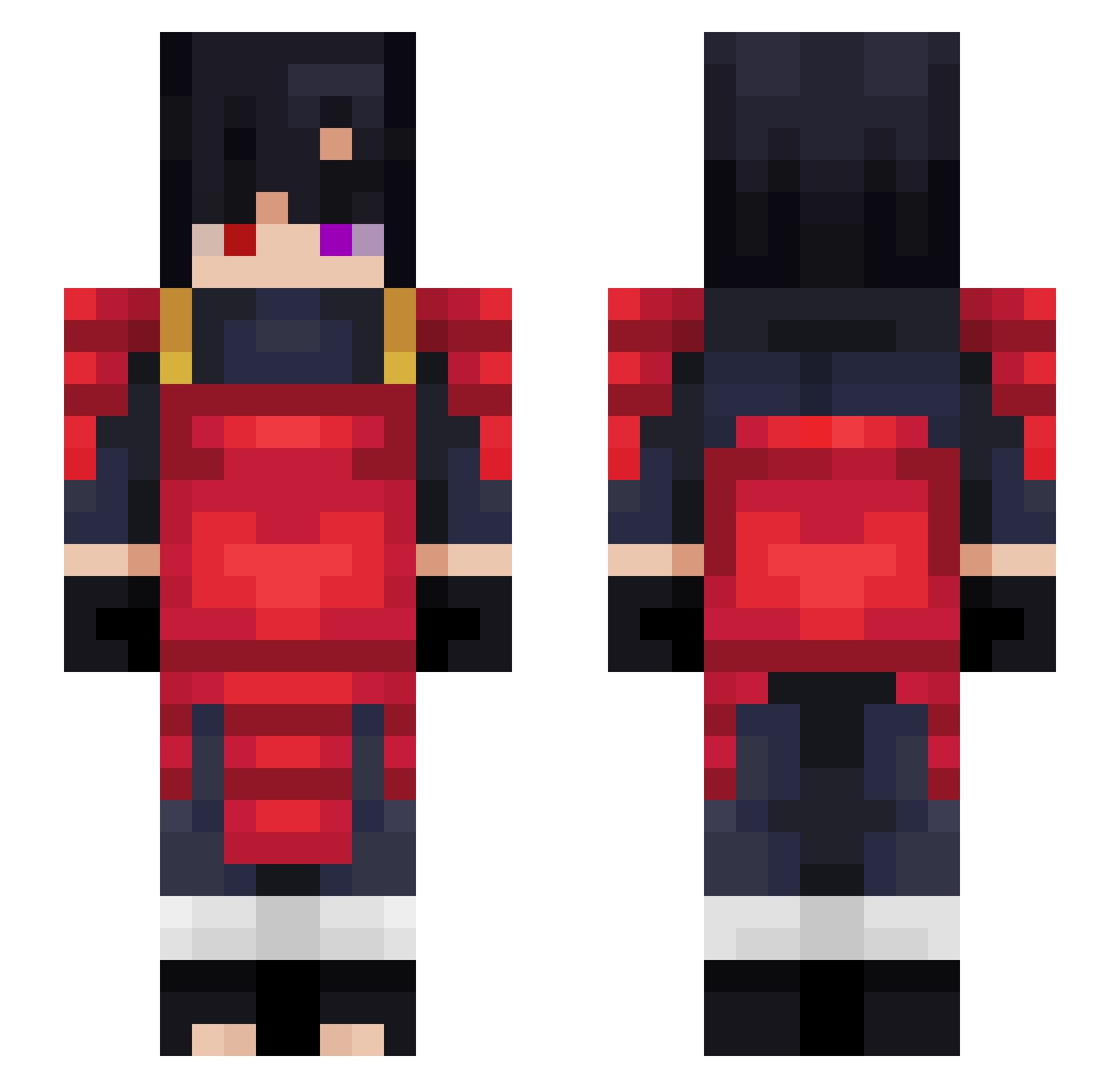 pl4yer_madara Minecraft skin, front and back view