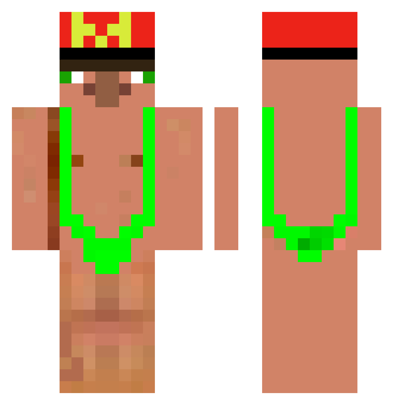 PheniXD Minecraft skin, front and back view