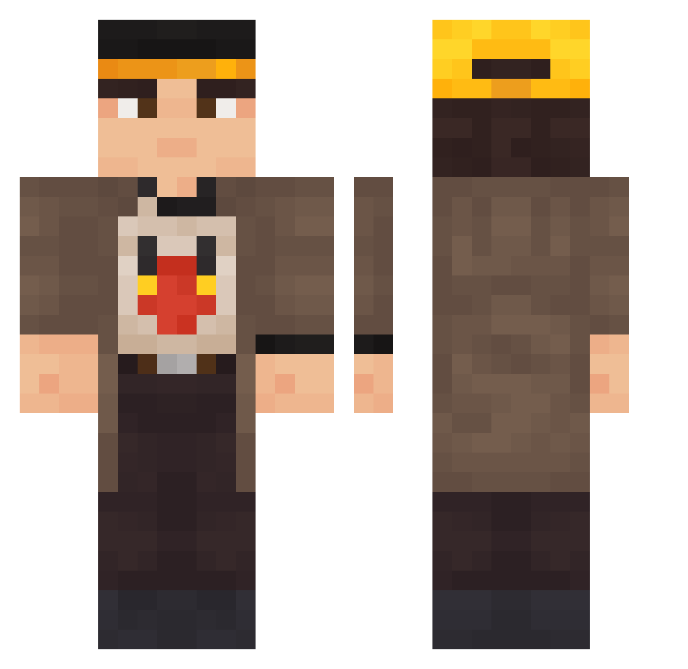 TuTugamesYT2016 Minecraft skin, front and back view