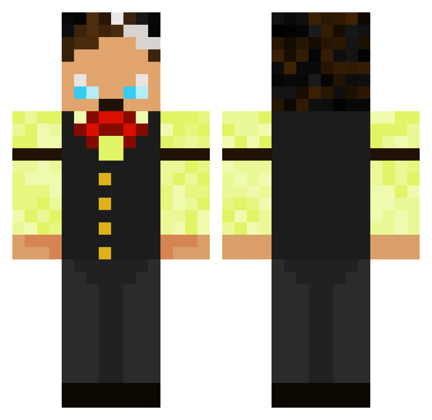 Seleston Minecraft skin, front and back view
