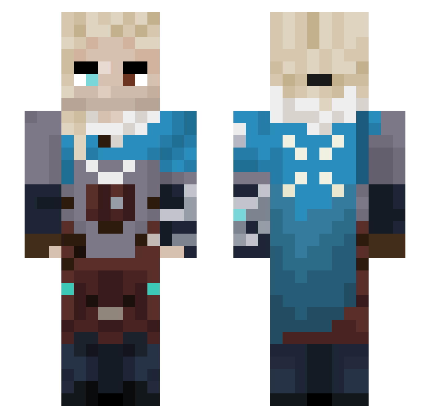 BuckleTheGoat Minecraft skin, front and back view