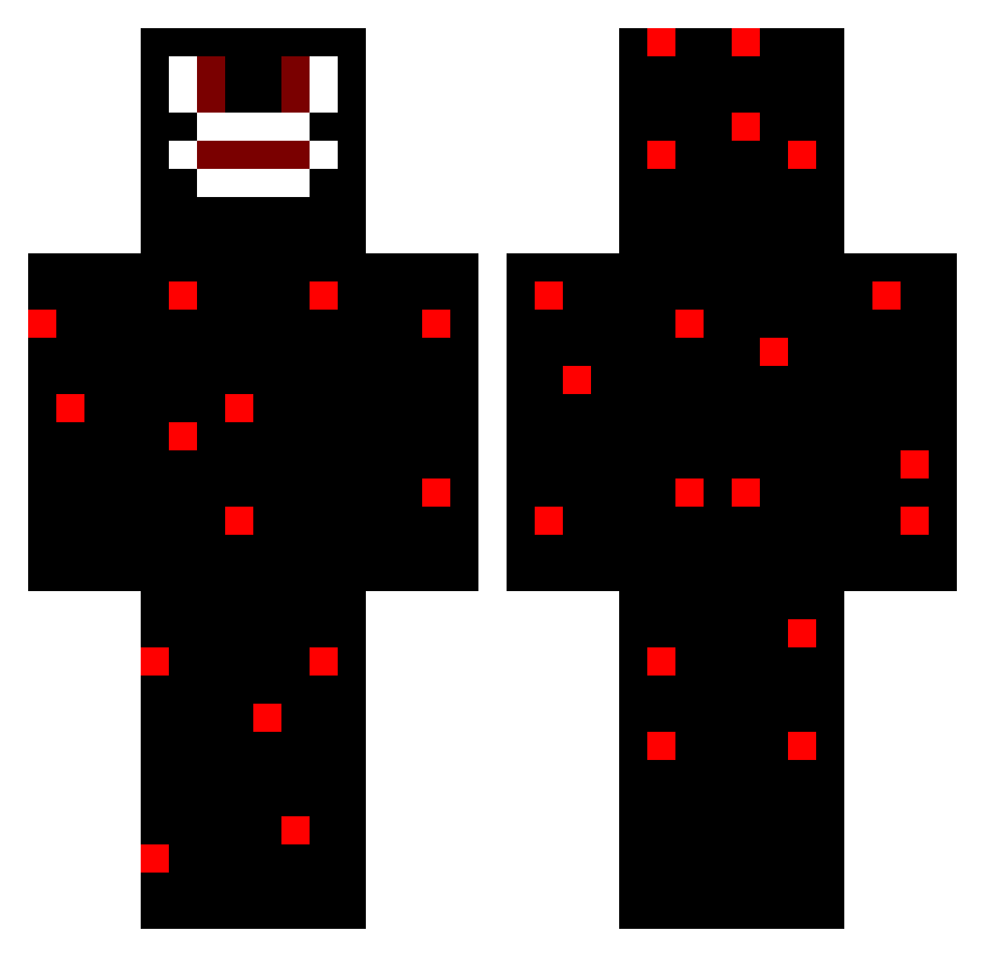 Redoom Minecraft skin, front and back view