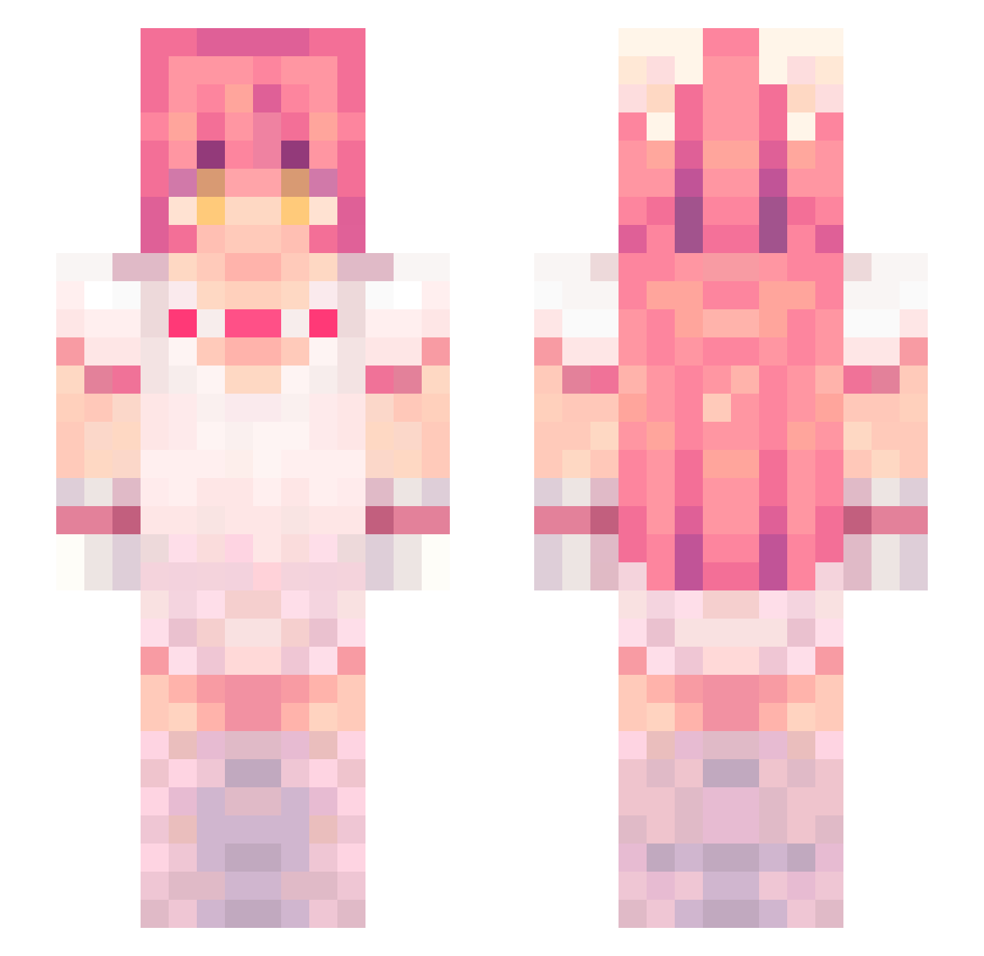Ultimate_Madoka Minecraft skin, front and back view