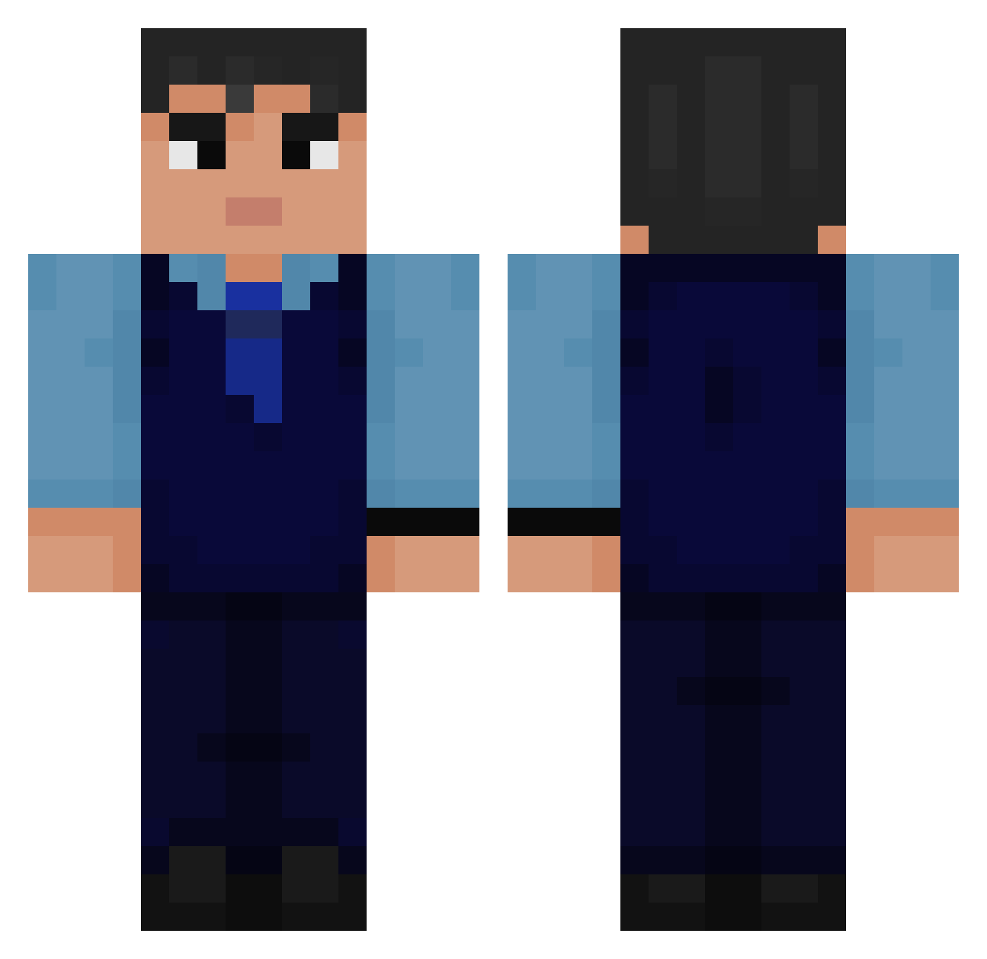 RoquePedra Minecraft skin, front and back view