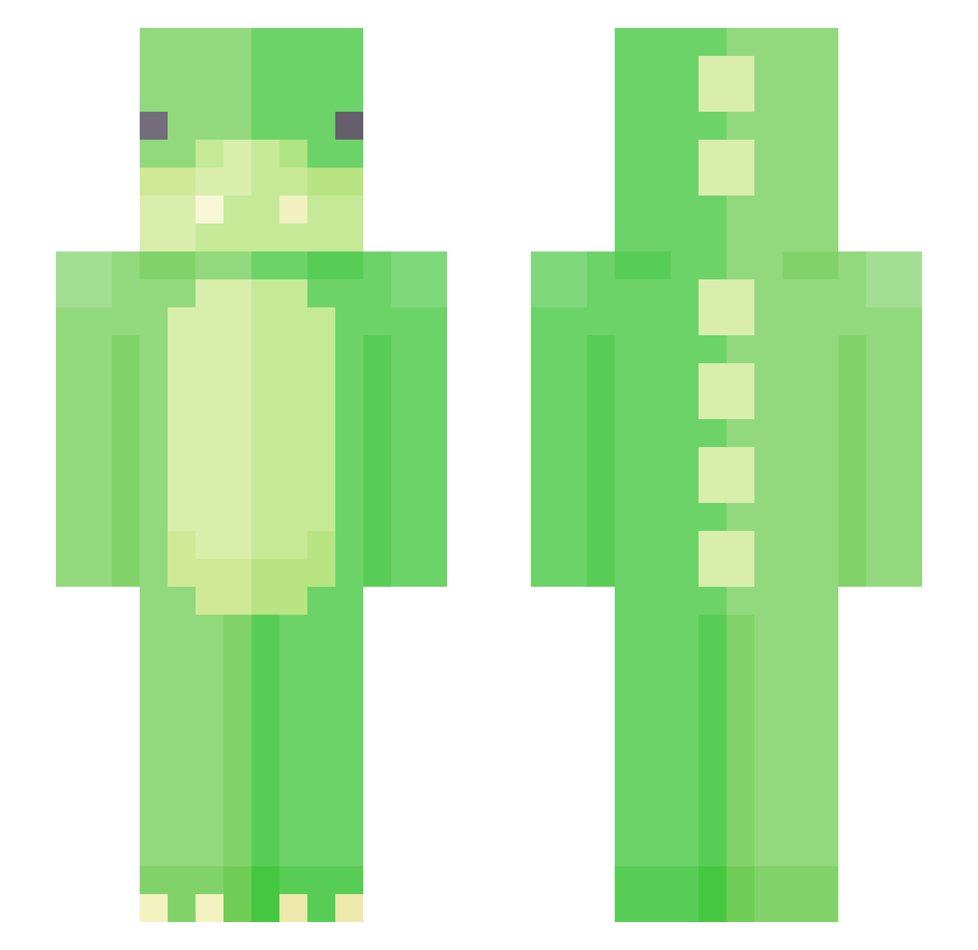 Scarletore Minecraft skin, front and back view
