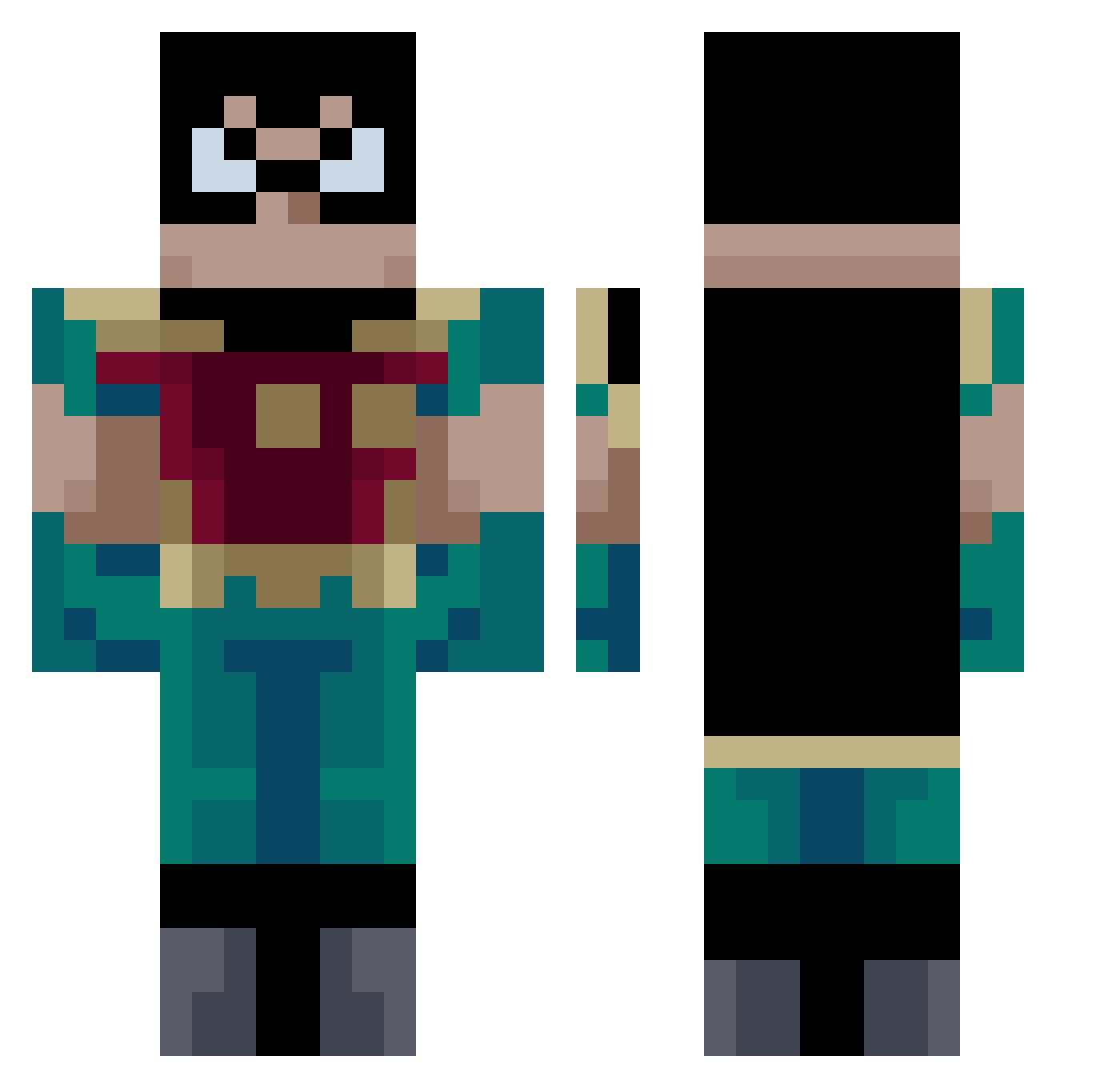 F1nio Minecraft skin, front and back view