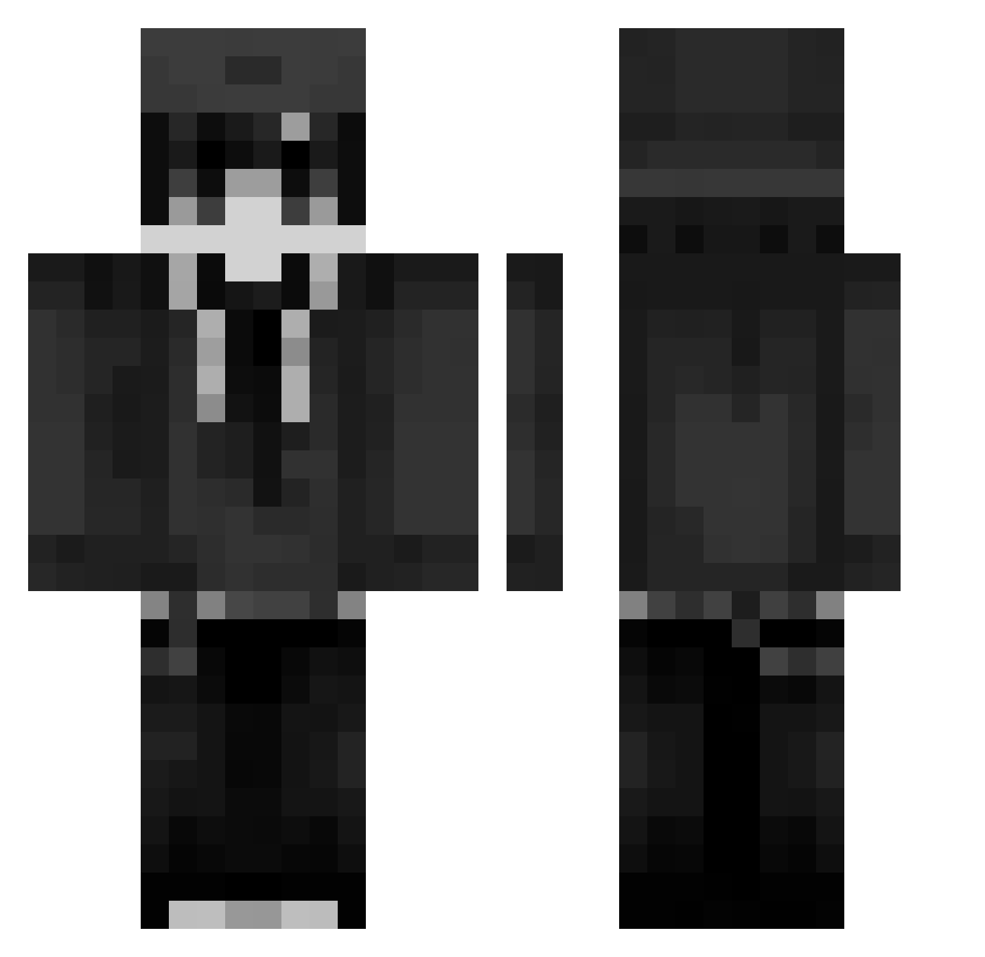 R32D Minecraft skin, front and back view