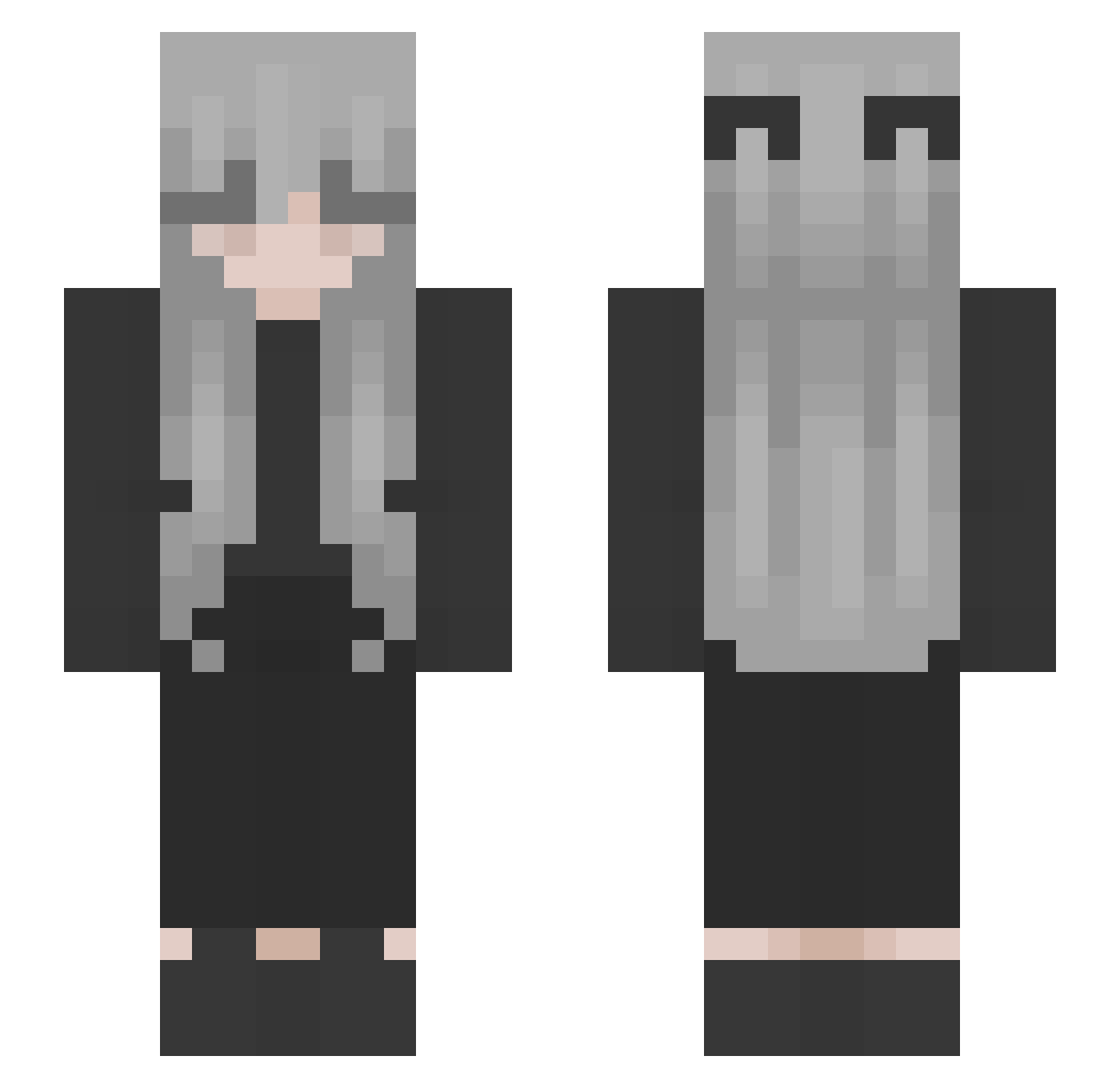 uncannyo Minecraft skin, front and back view