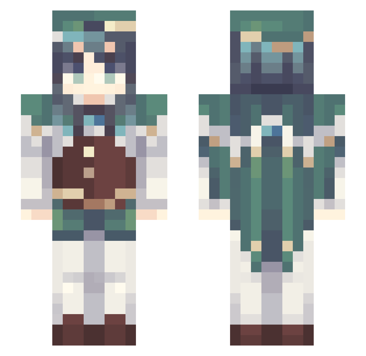 Nyumisa Minecraft skin, front and back view