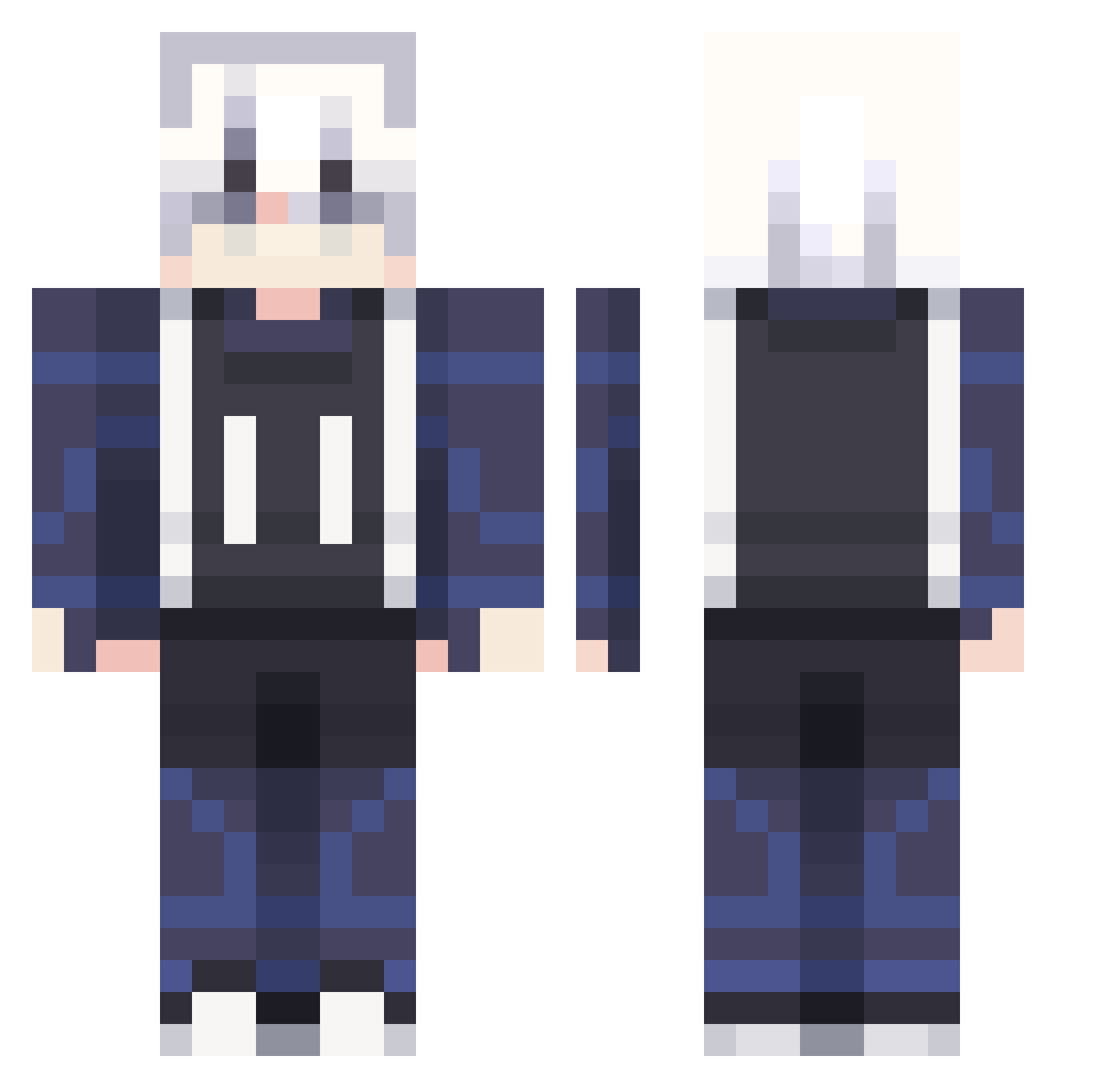 ilyisaac Minecraft skin, front and back view