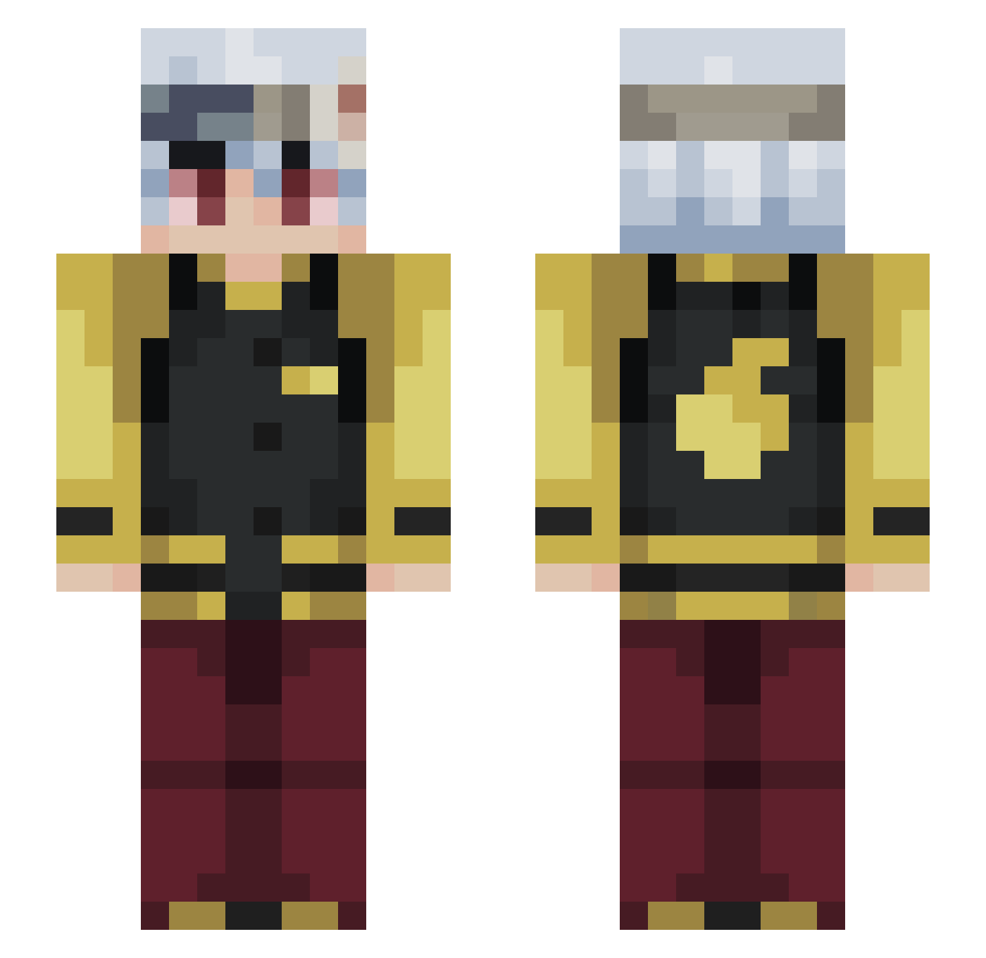 Sardinewasher Minecraft skin, front and back view
