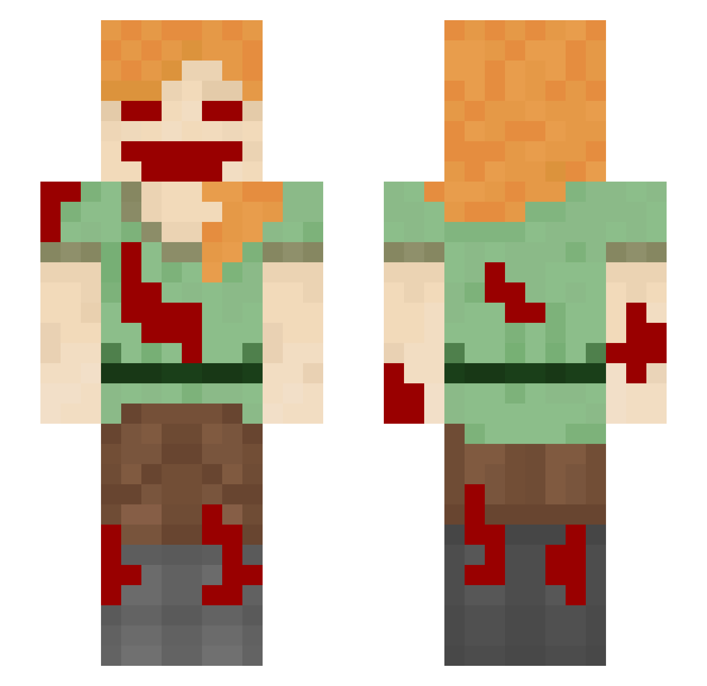 Viruzoid Minecraft skin, front and back view