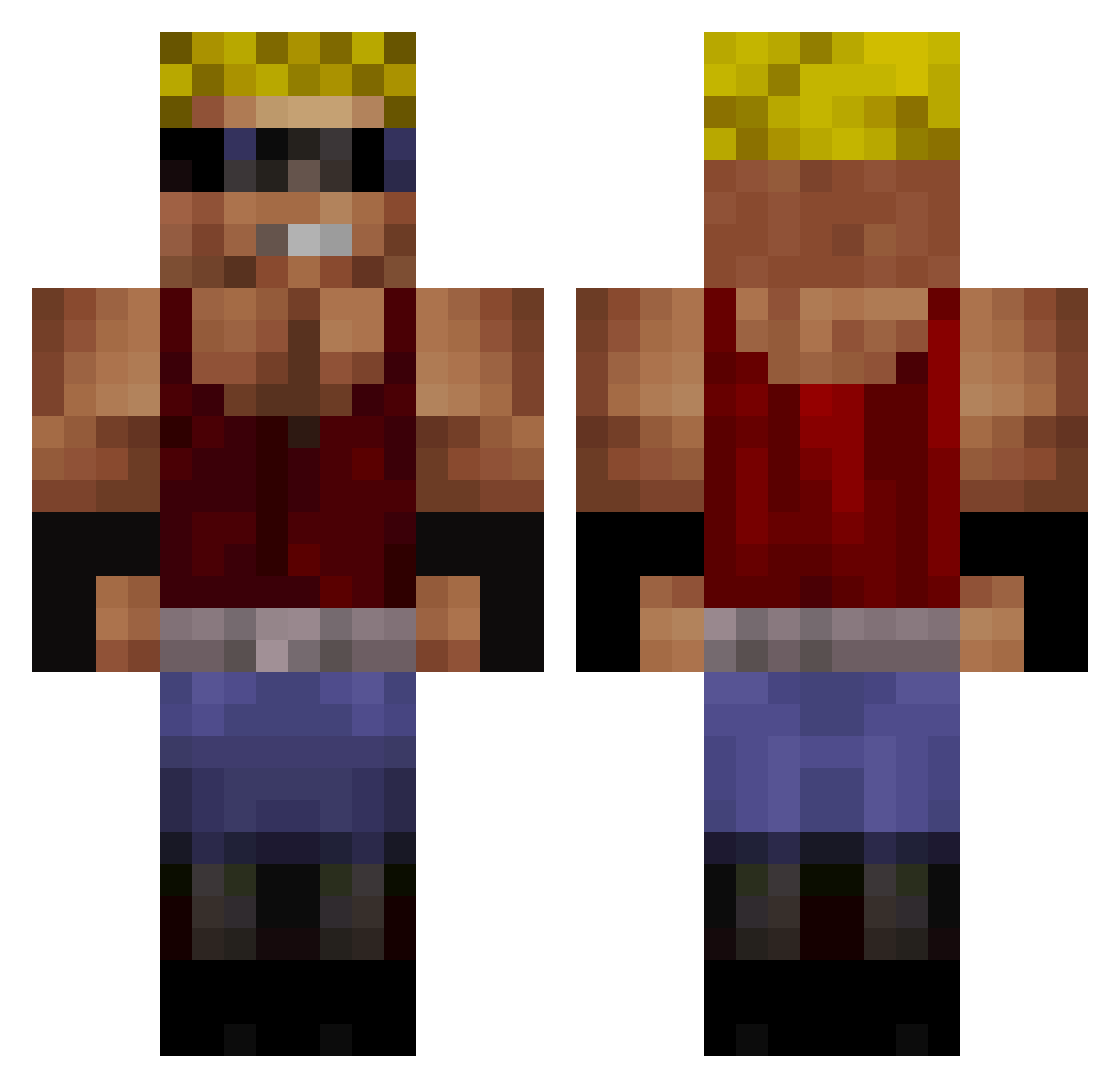 Quicks Minecraft skin, front and back view