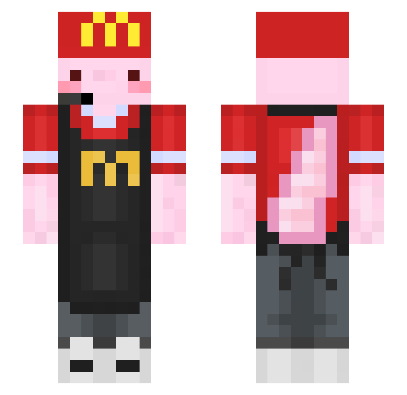 Tefrix Minecraft skin, front and back view
