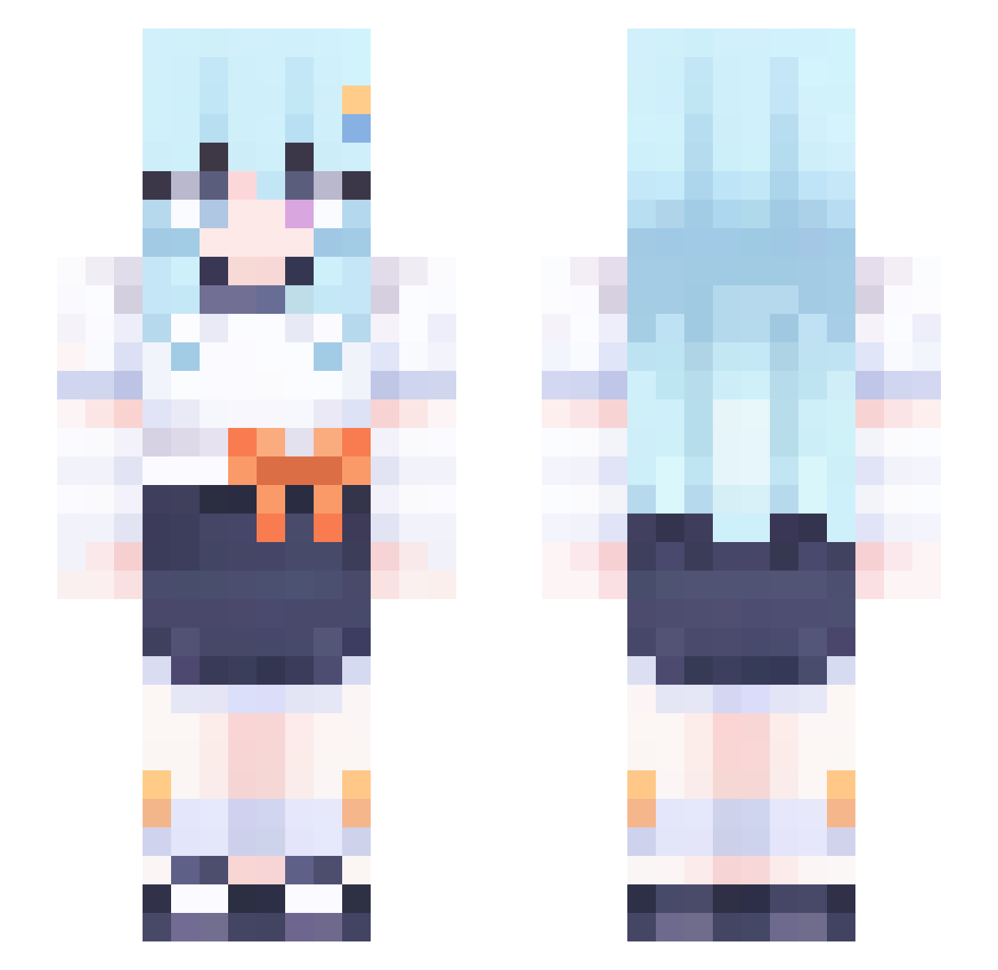 Sapphy_QAQ Minecraft skin, front and back view
