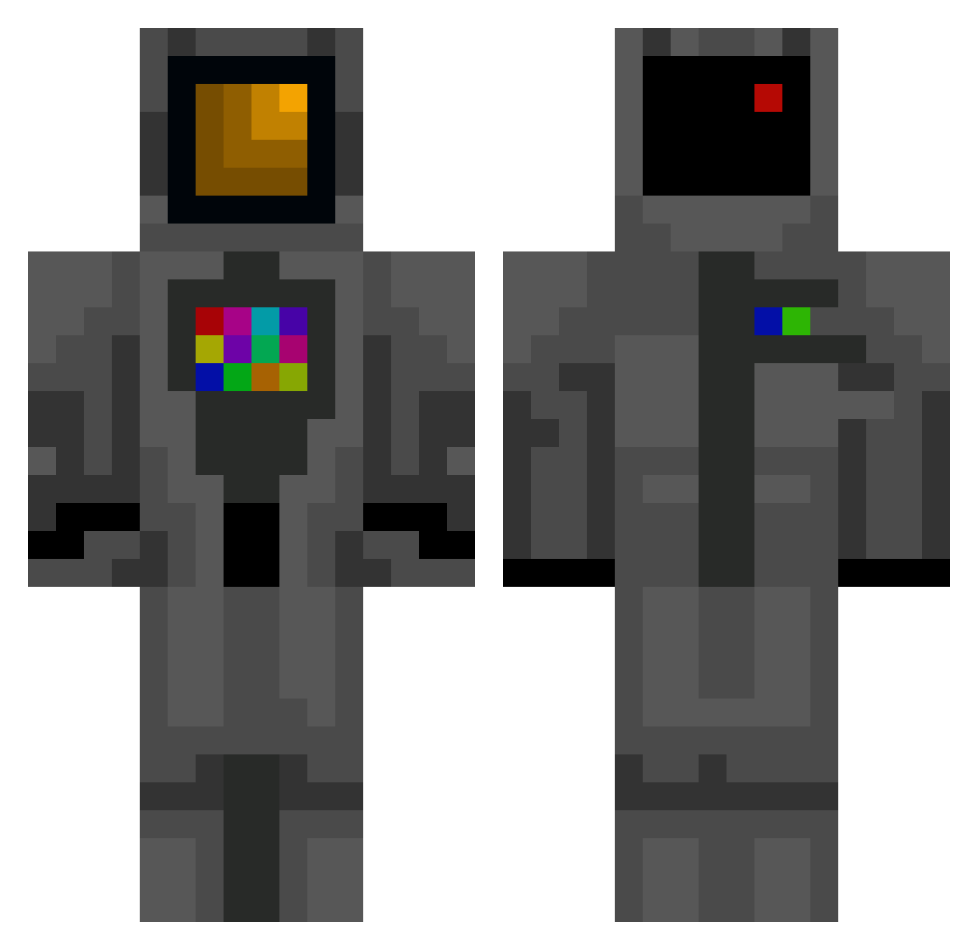 Religionism Minecraft skin, front and back view