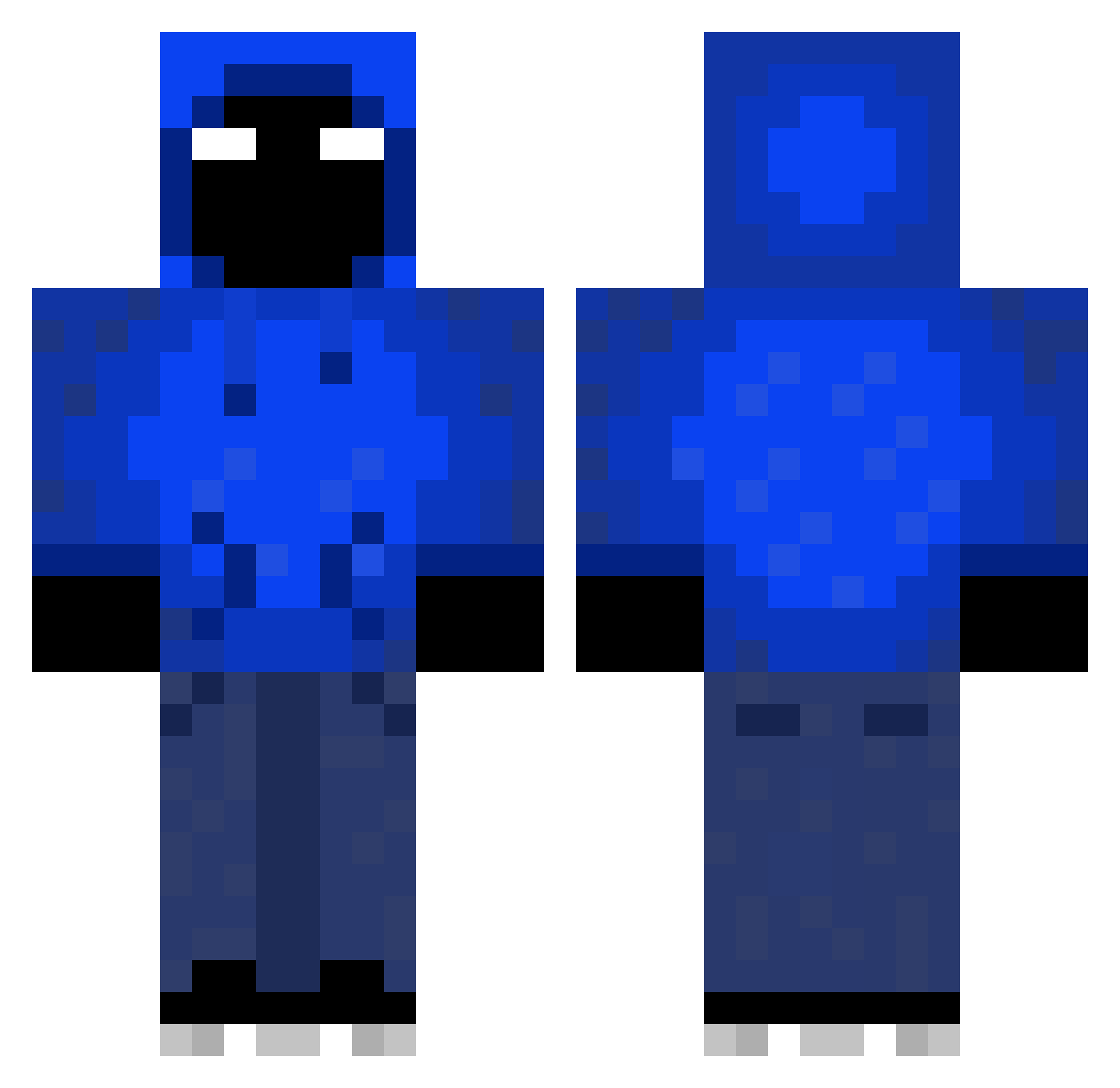 UnlikelyClock66 Minecraft skin, front and back view