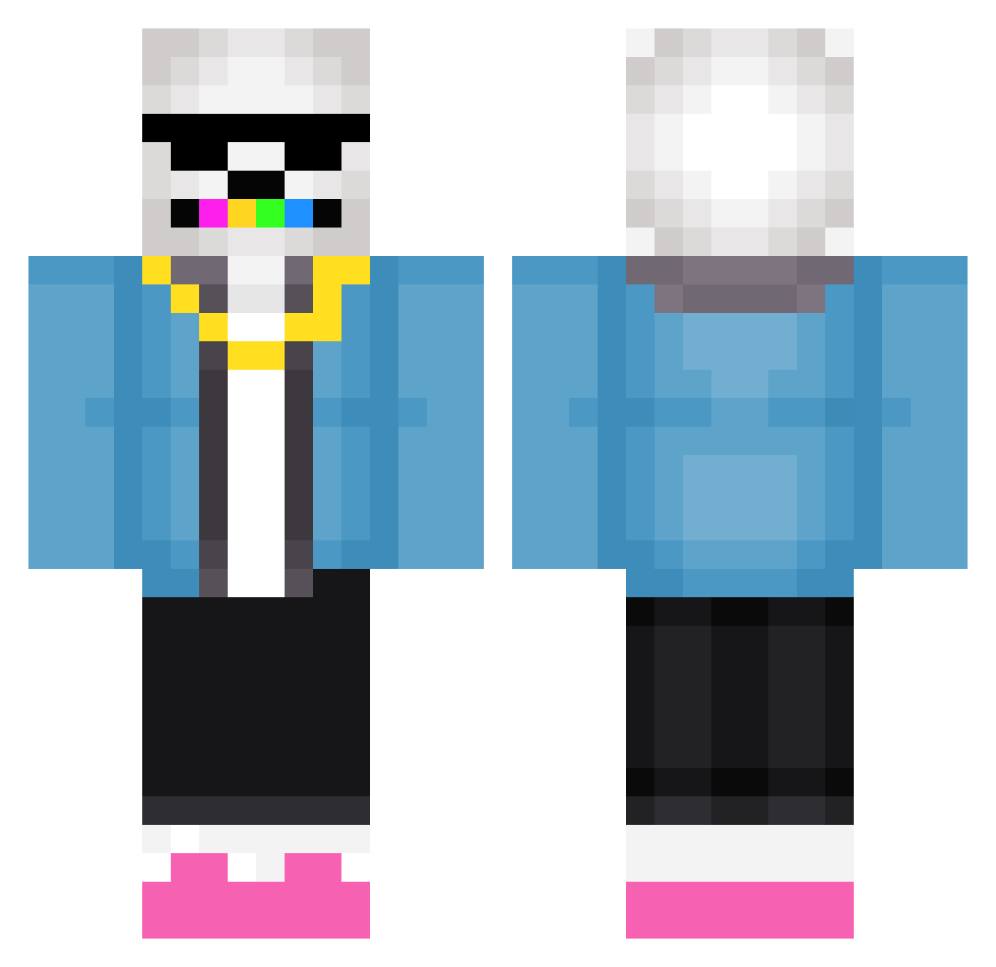 Raptchur Minecraft skin, front and back view