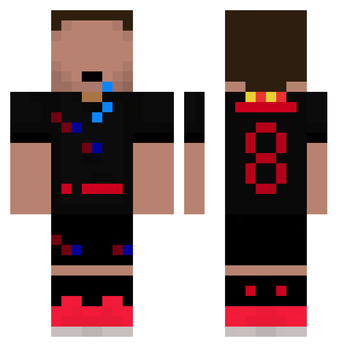 Captain08663 Minecraft skin, front and back view