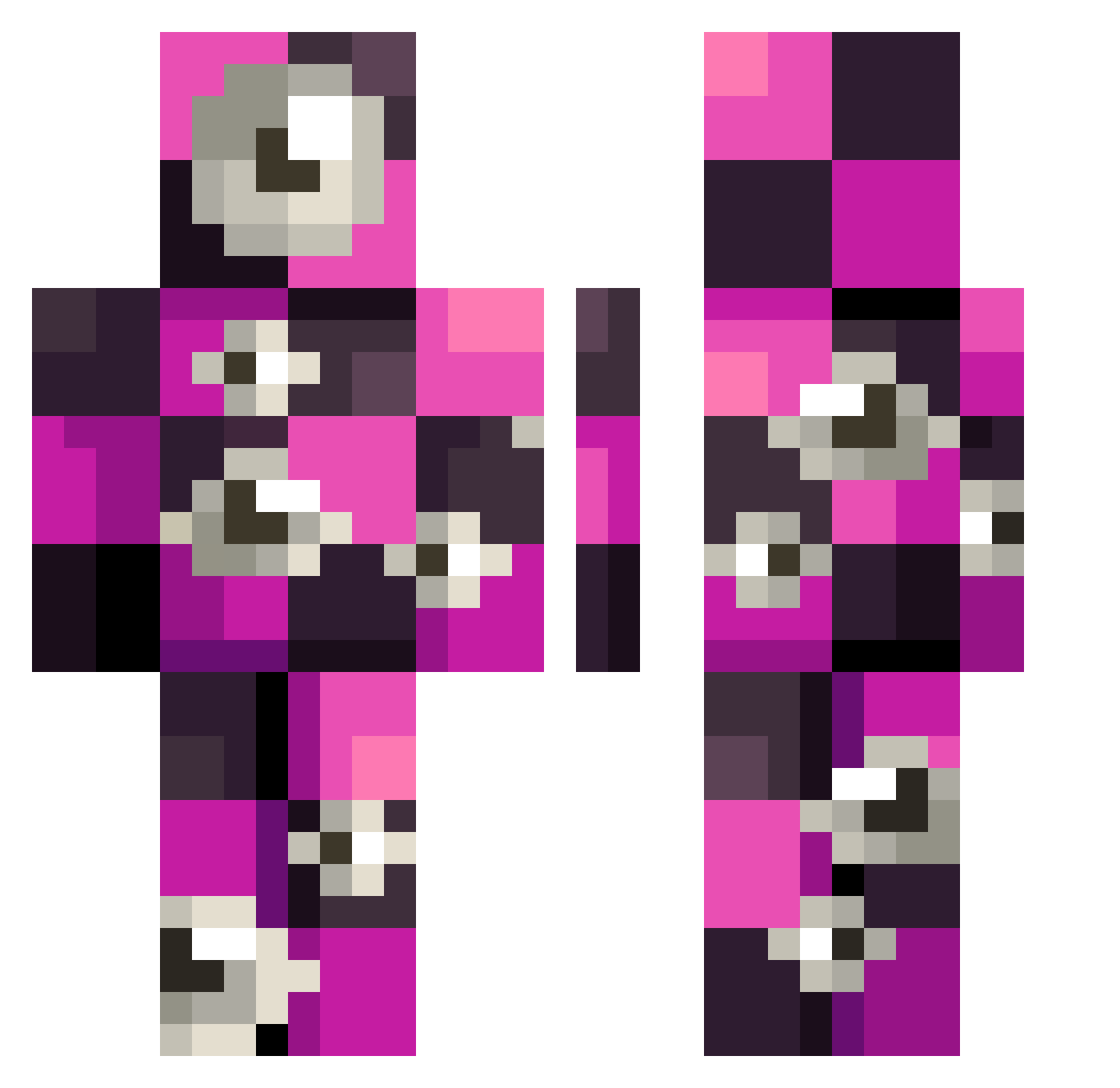 TrickJet Minecraft skin, front and back view