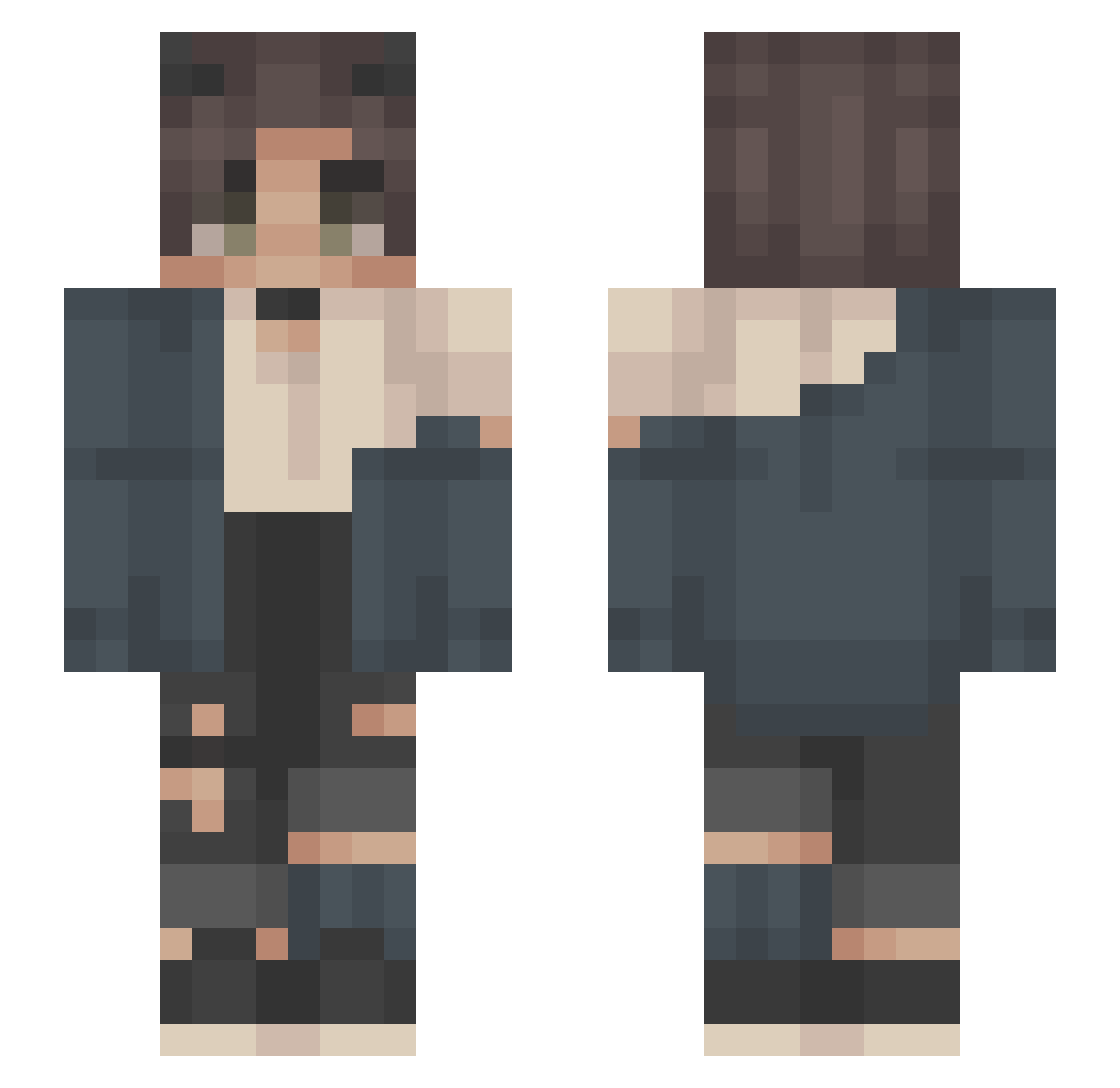 KillerKardash Minecraft skin, front and back view