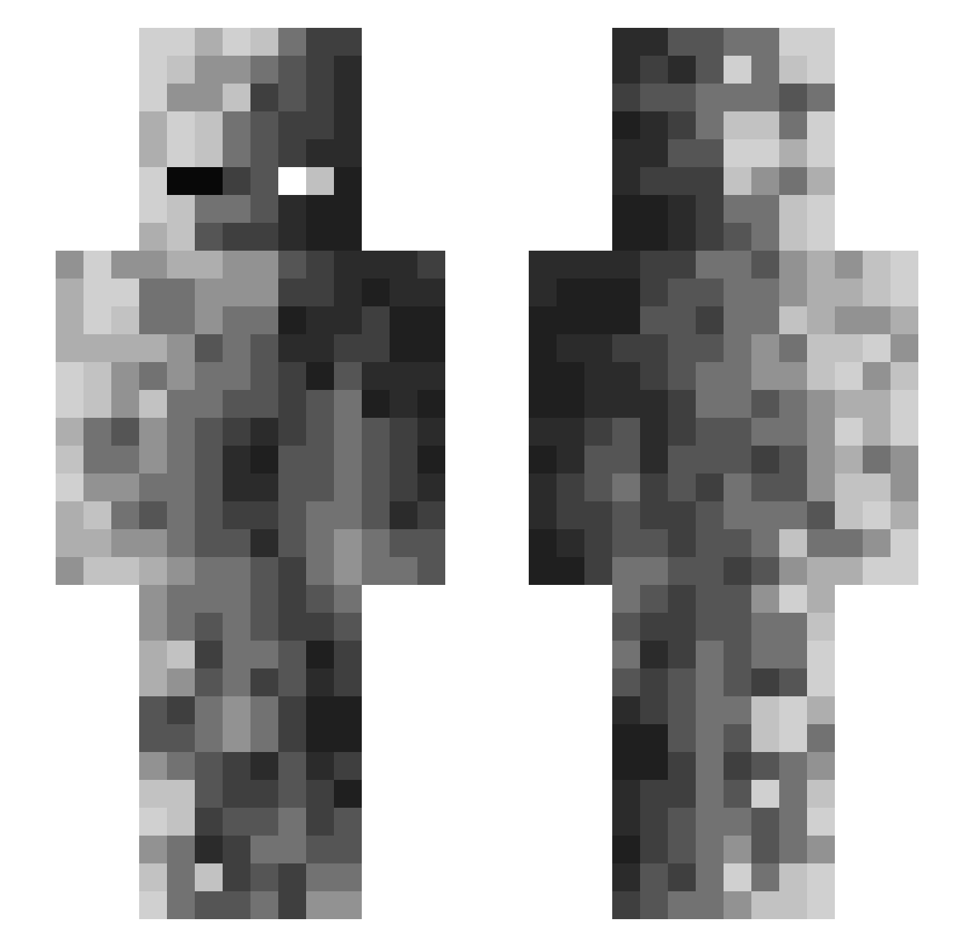 Pluto8k Minecraft skin, front and back view