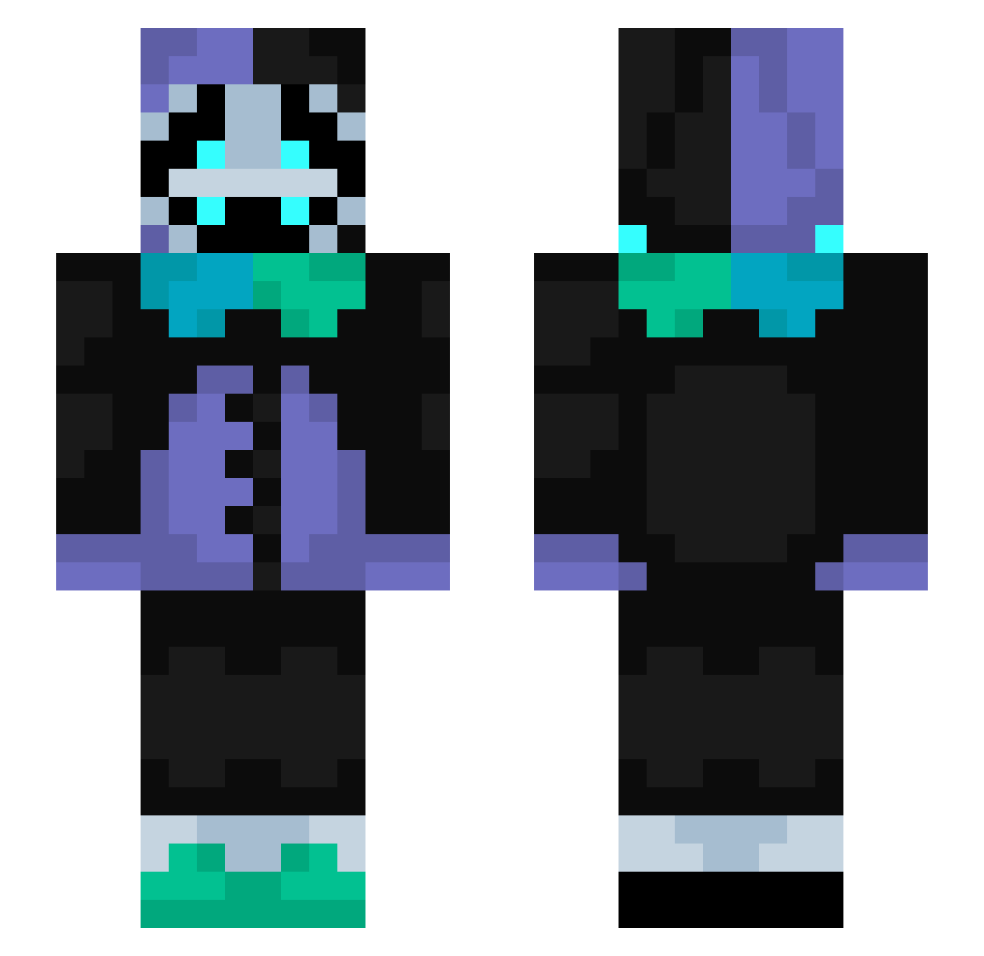 Gapls Minecraft skin, front and back view