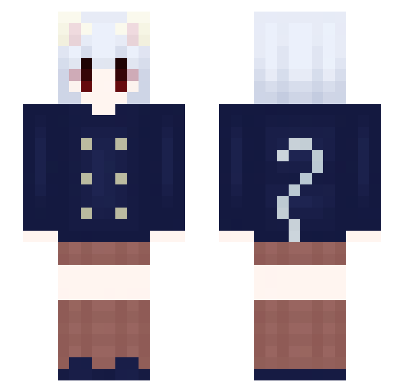 Aveh Minecraft skin, front and back view