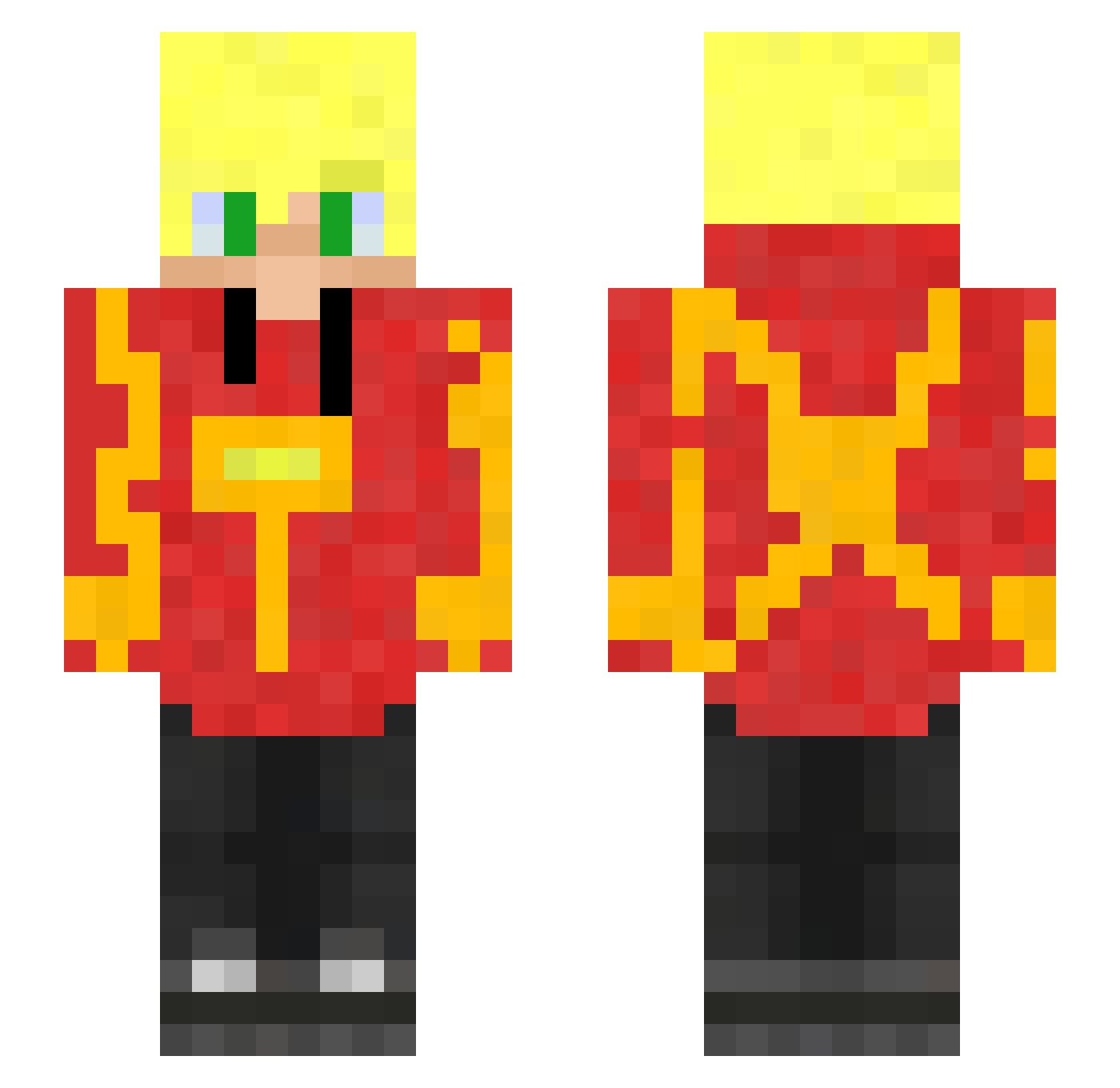 hisxz Minecraft skin, front and back view