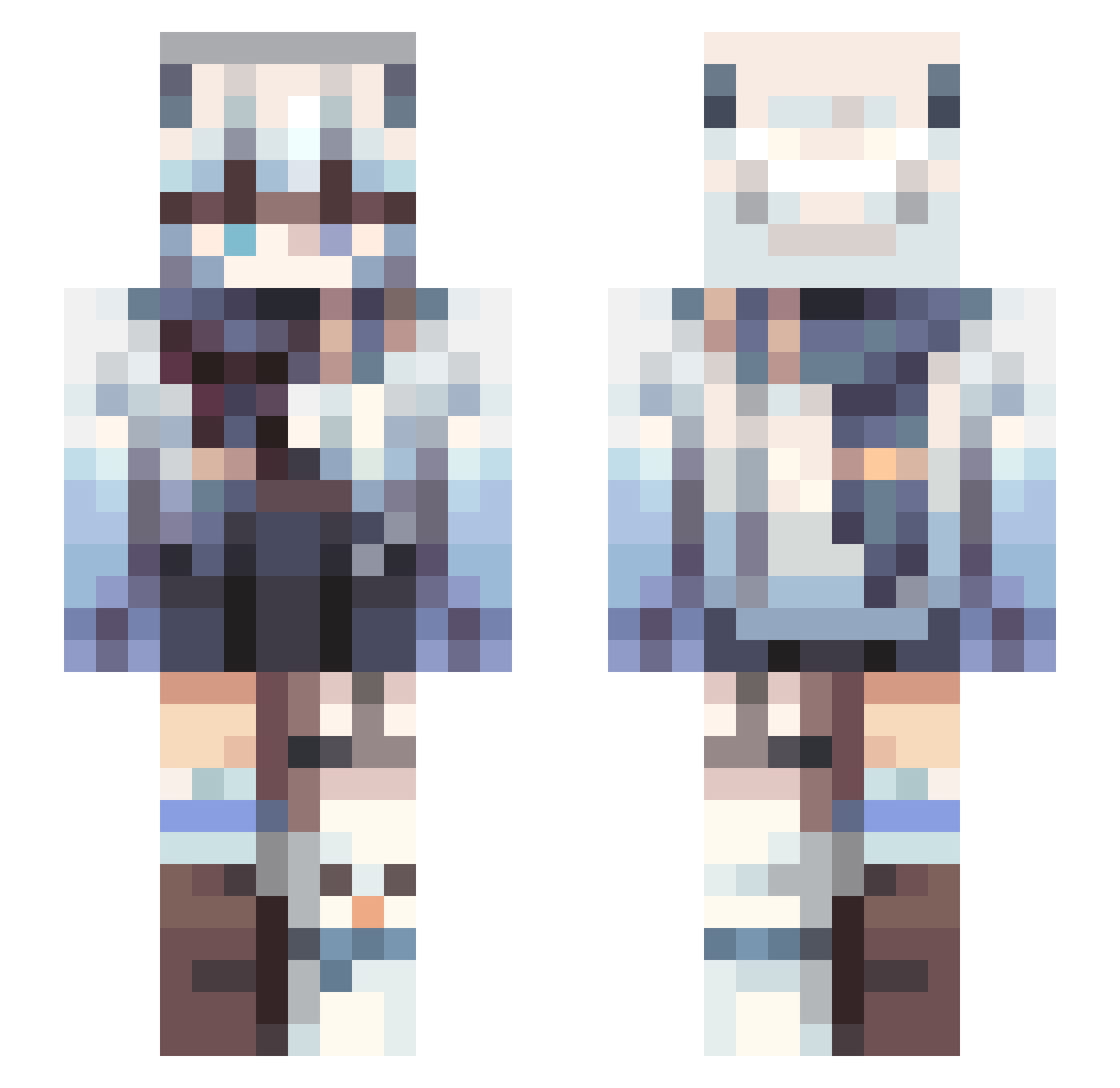 Requitable Minecraft skin, front and back view