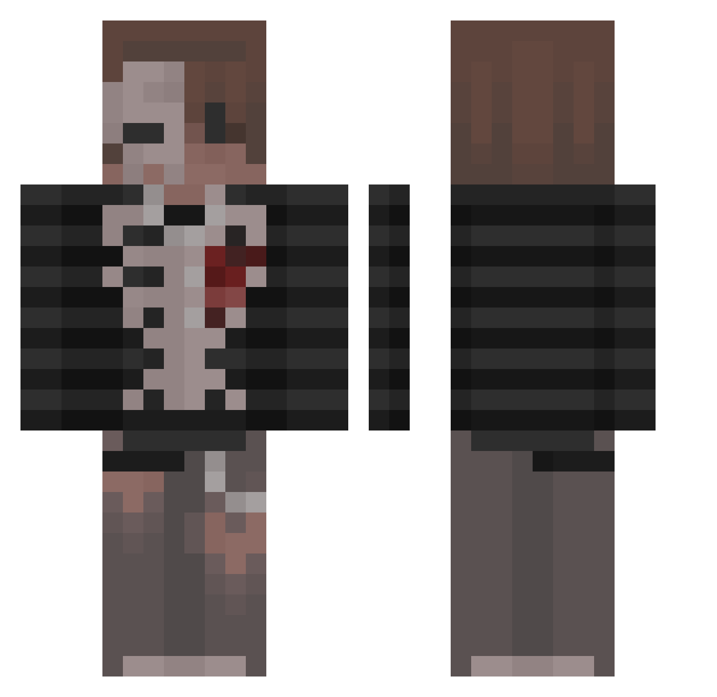 MrCryingCat Minecraft skin, front and back view