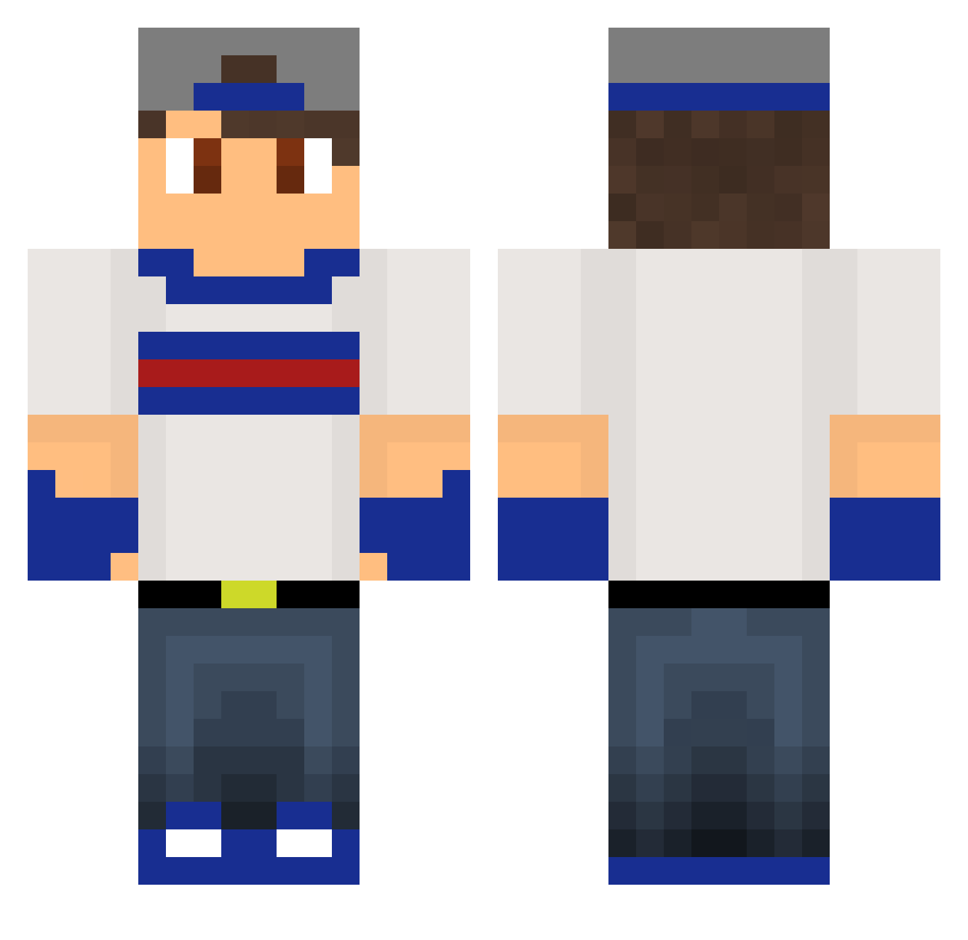 JonyDM Minecraft skin, front and back view