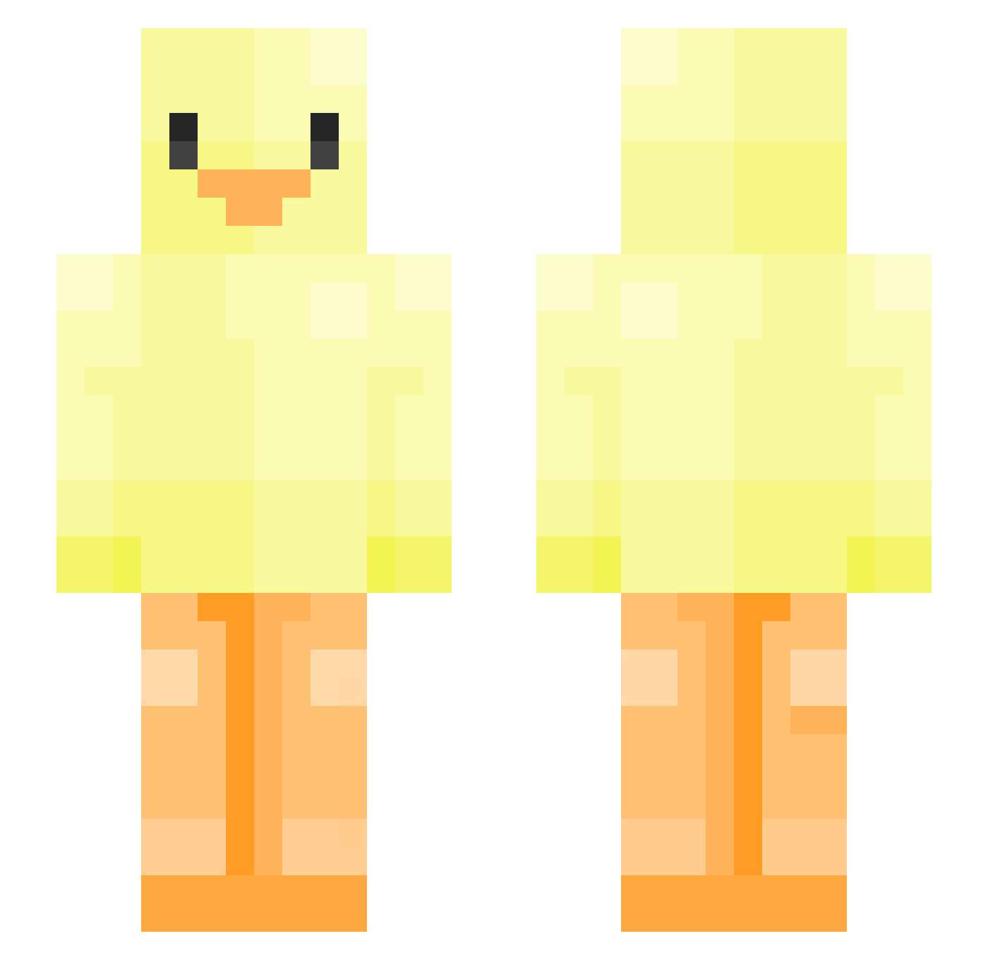 Twoprau Minecraft skin, front and back view