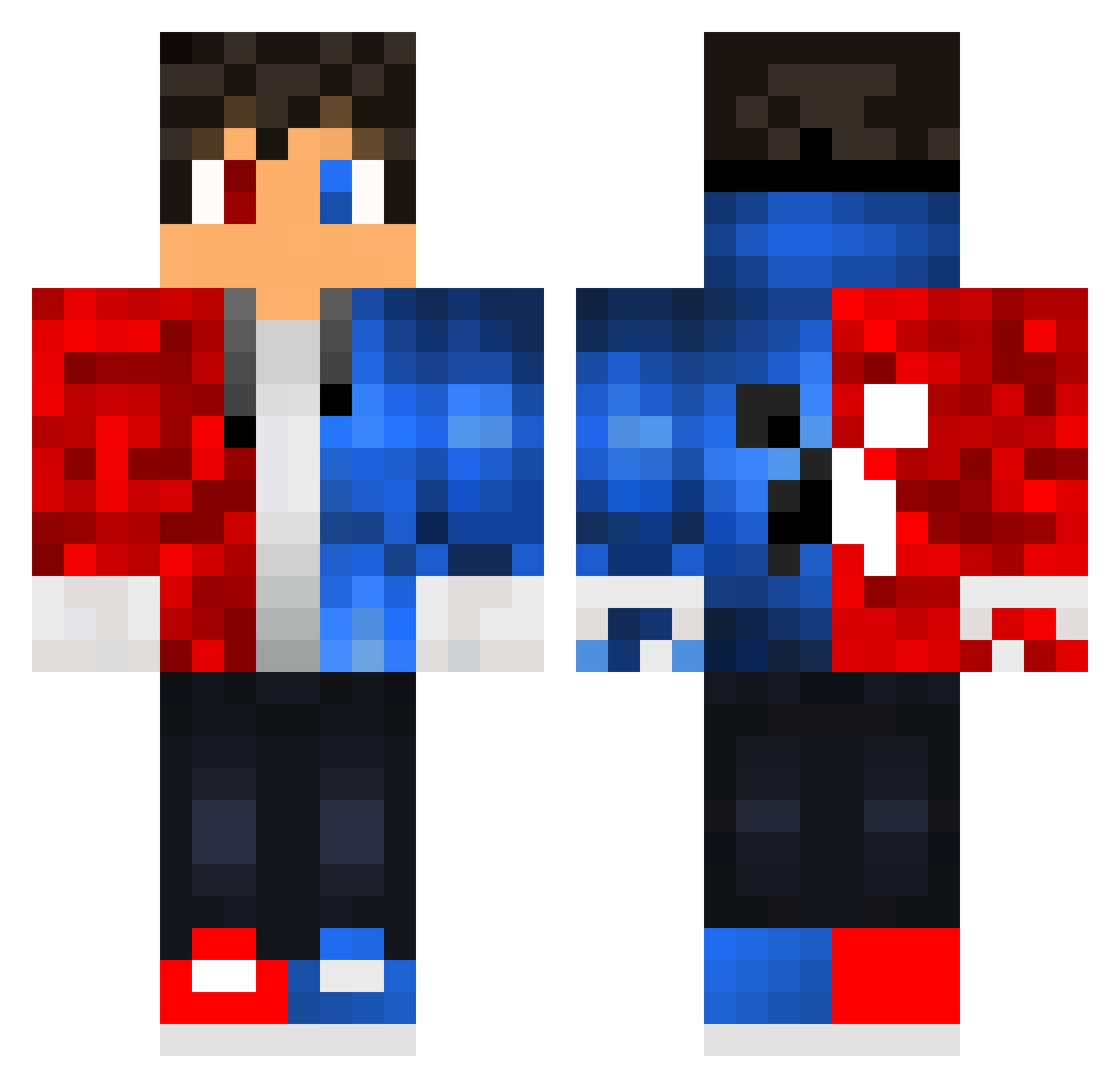MainlySkywars Minecraft skin, front and back view
