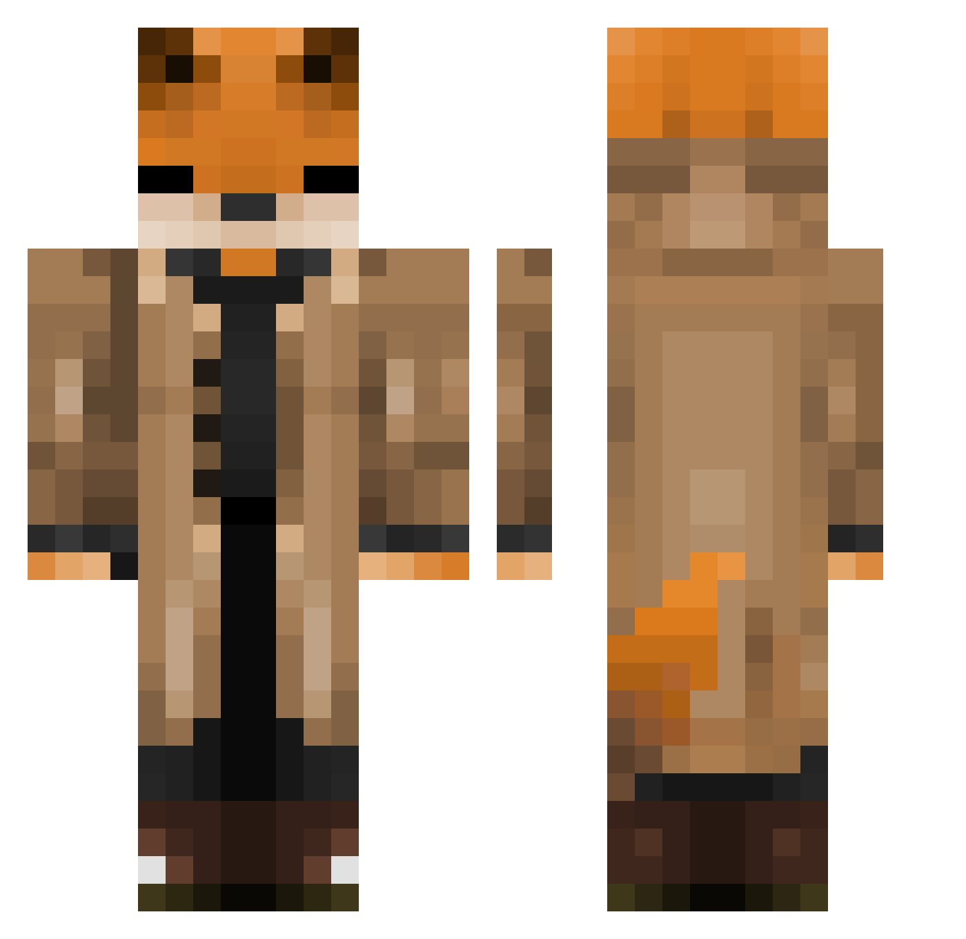 Climon Minecraft skin, front and back view