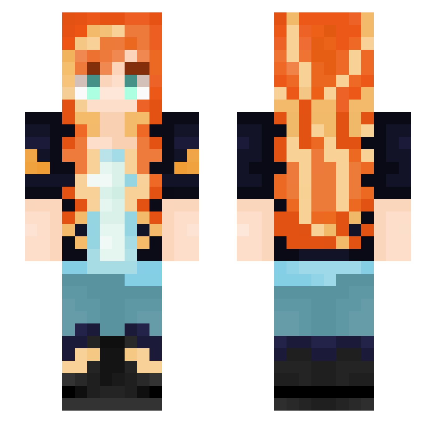 Thiago_ponyMLP Minecraft skin, front and back view