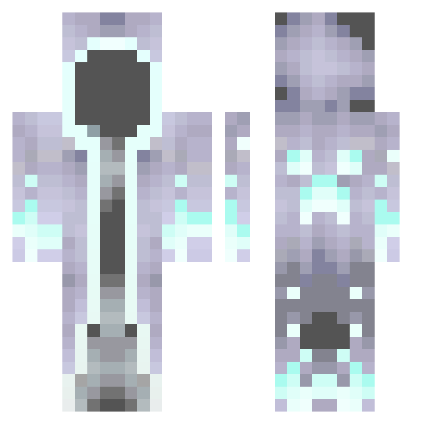 Lakepoke Minecraft skin, front and back view