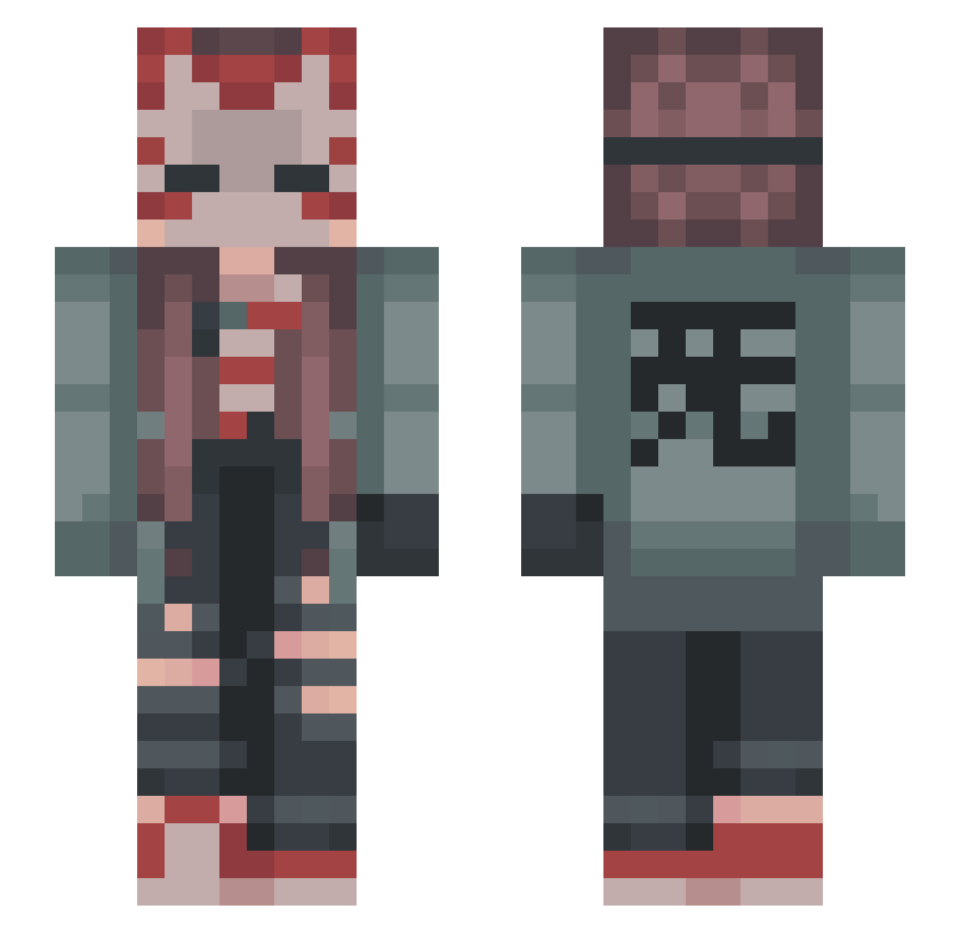 RavenblackKitten Minecraft skin, front and back view