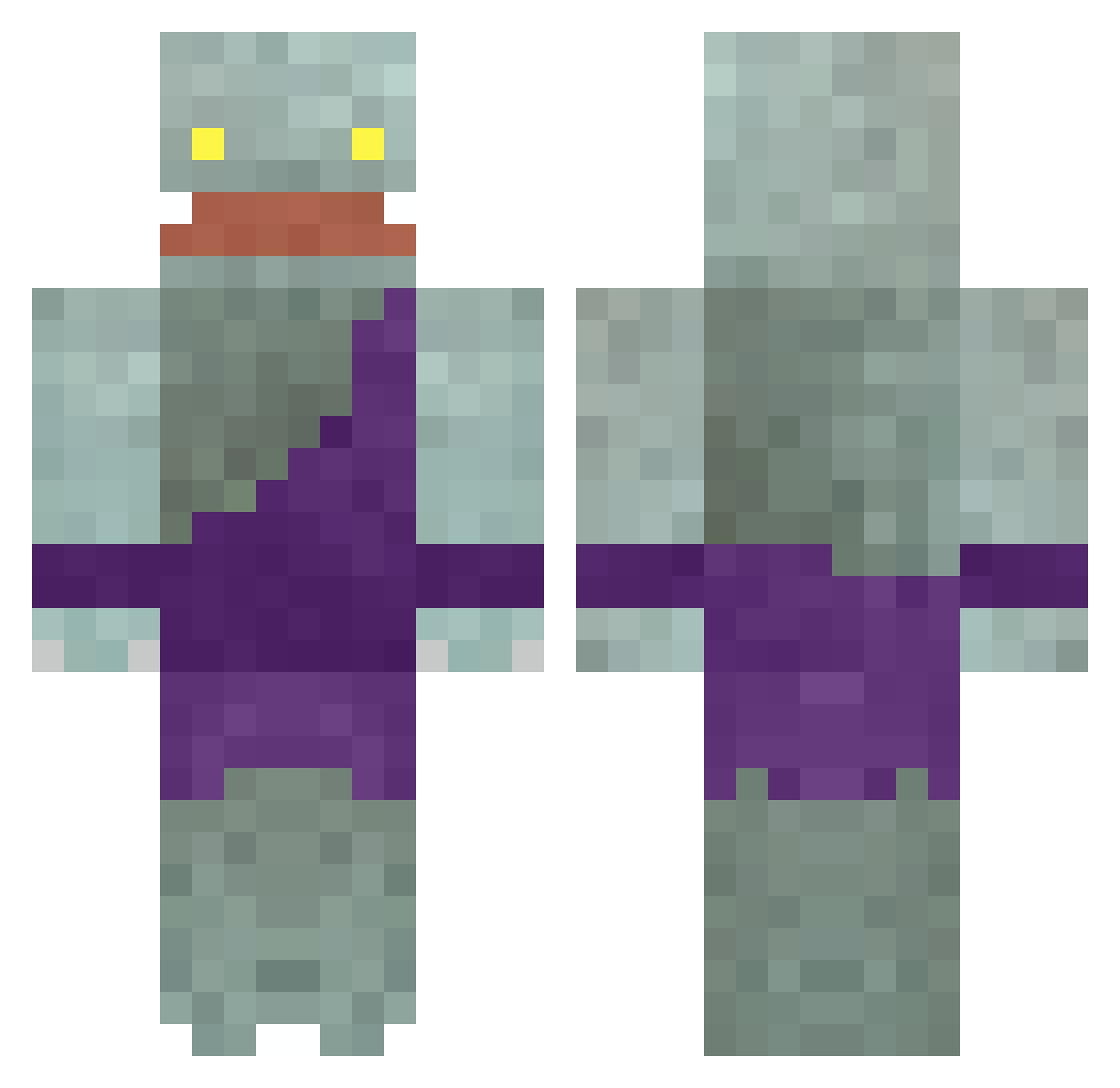 shneed Minecraft skin, front and back view