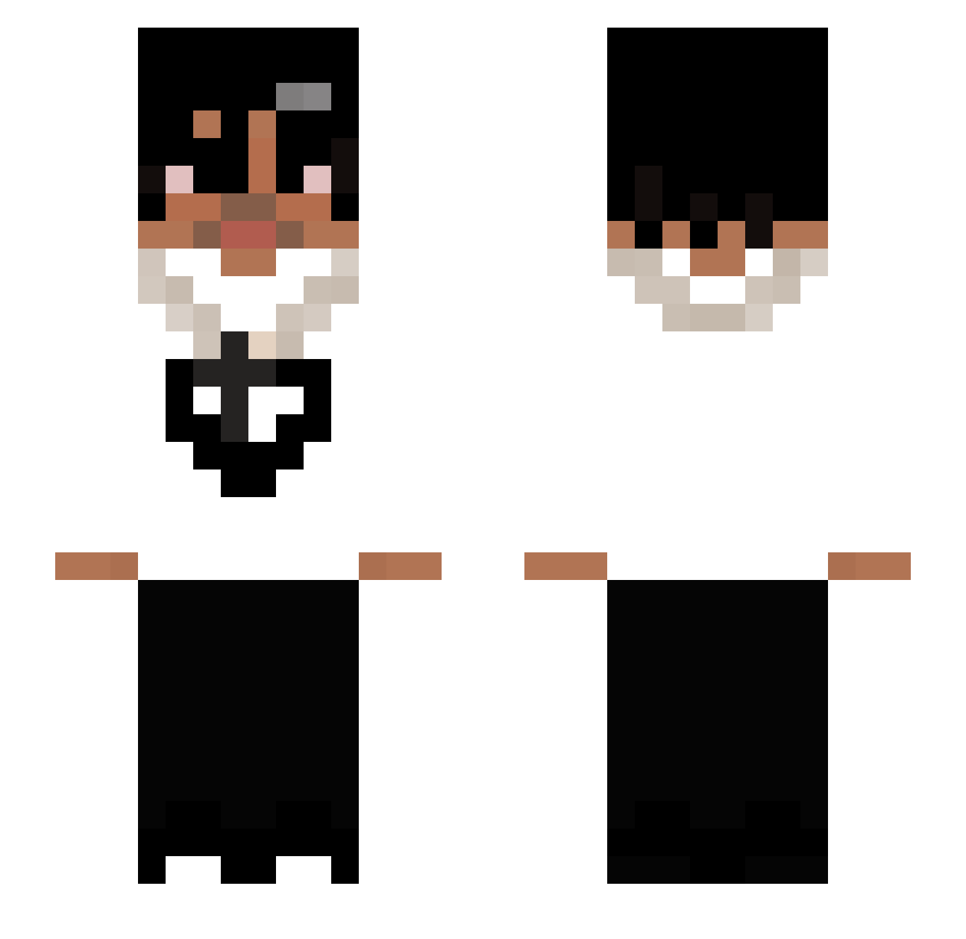 bzbm Minecraft skin, front and back view