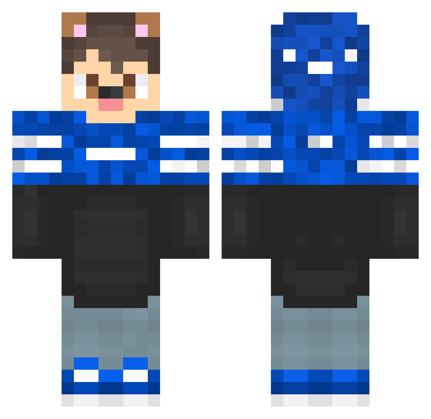 iTzCrazy_ Minecraft skin, front and back view