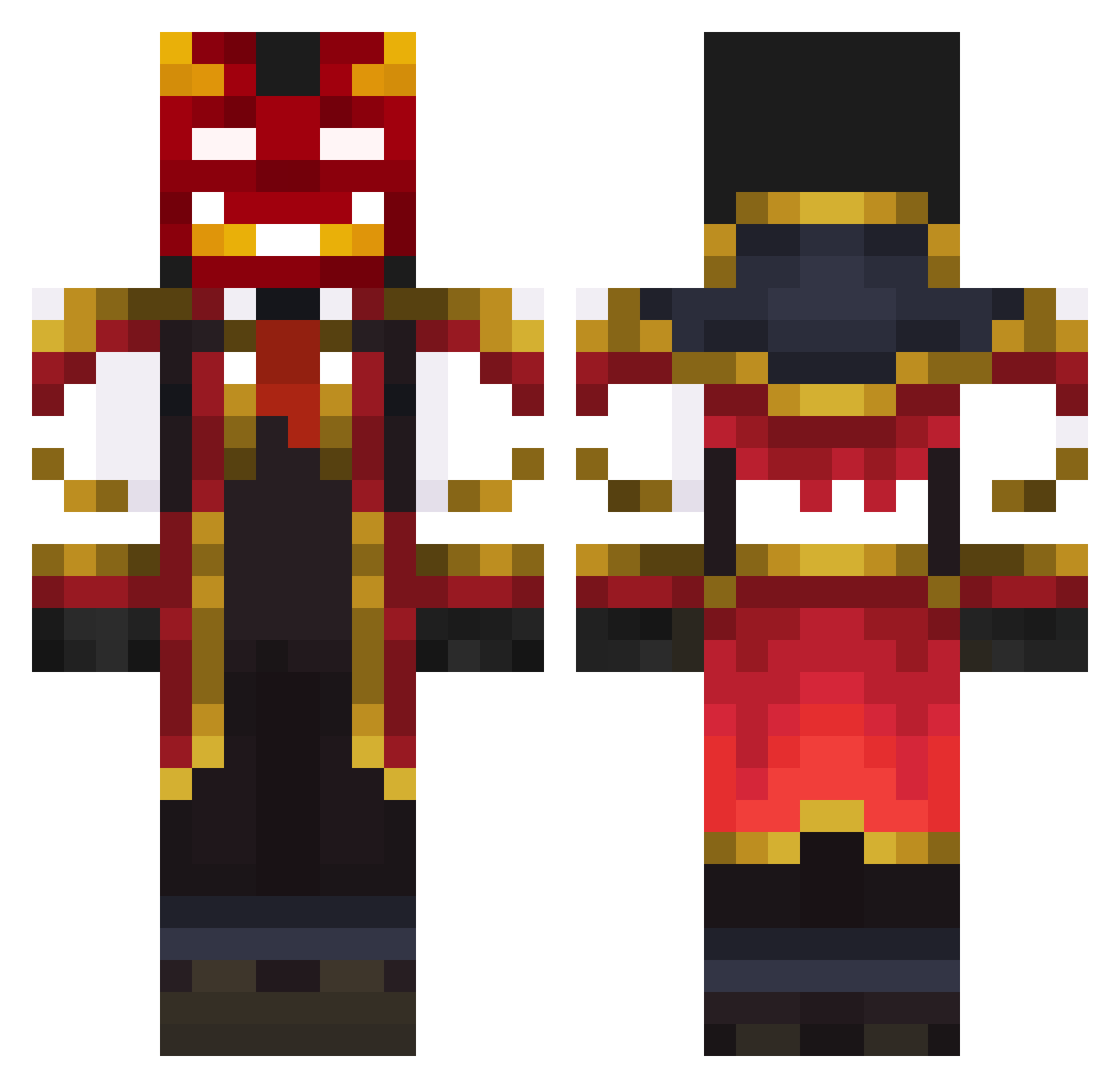 Janotic Minecraft skin, front and back view