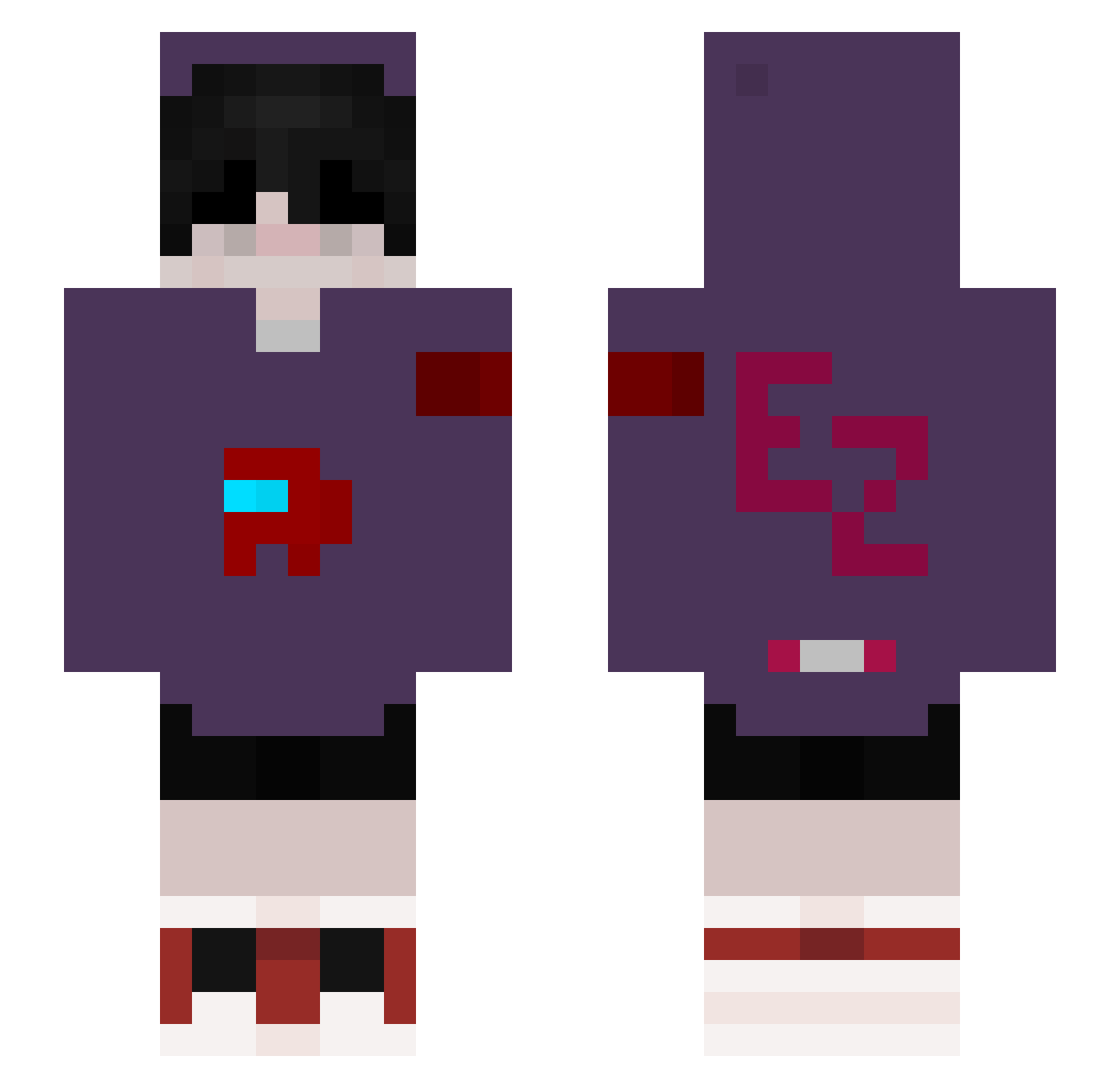 xOl7 Minecraft skin, front and back view