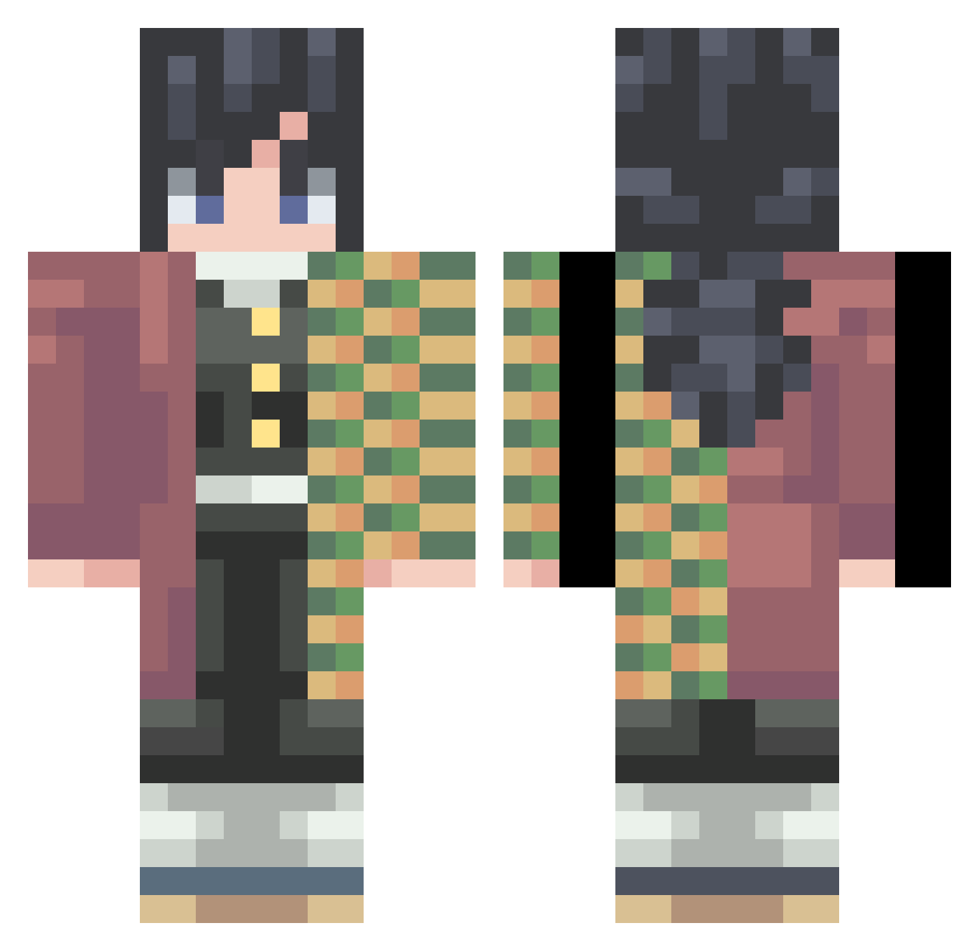 AfkBrian Minecraft skin, front and back view