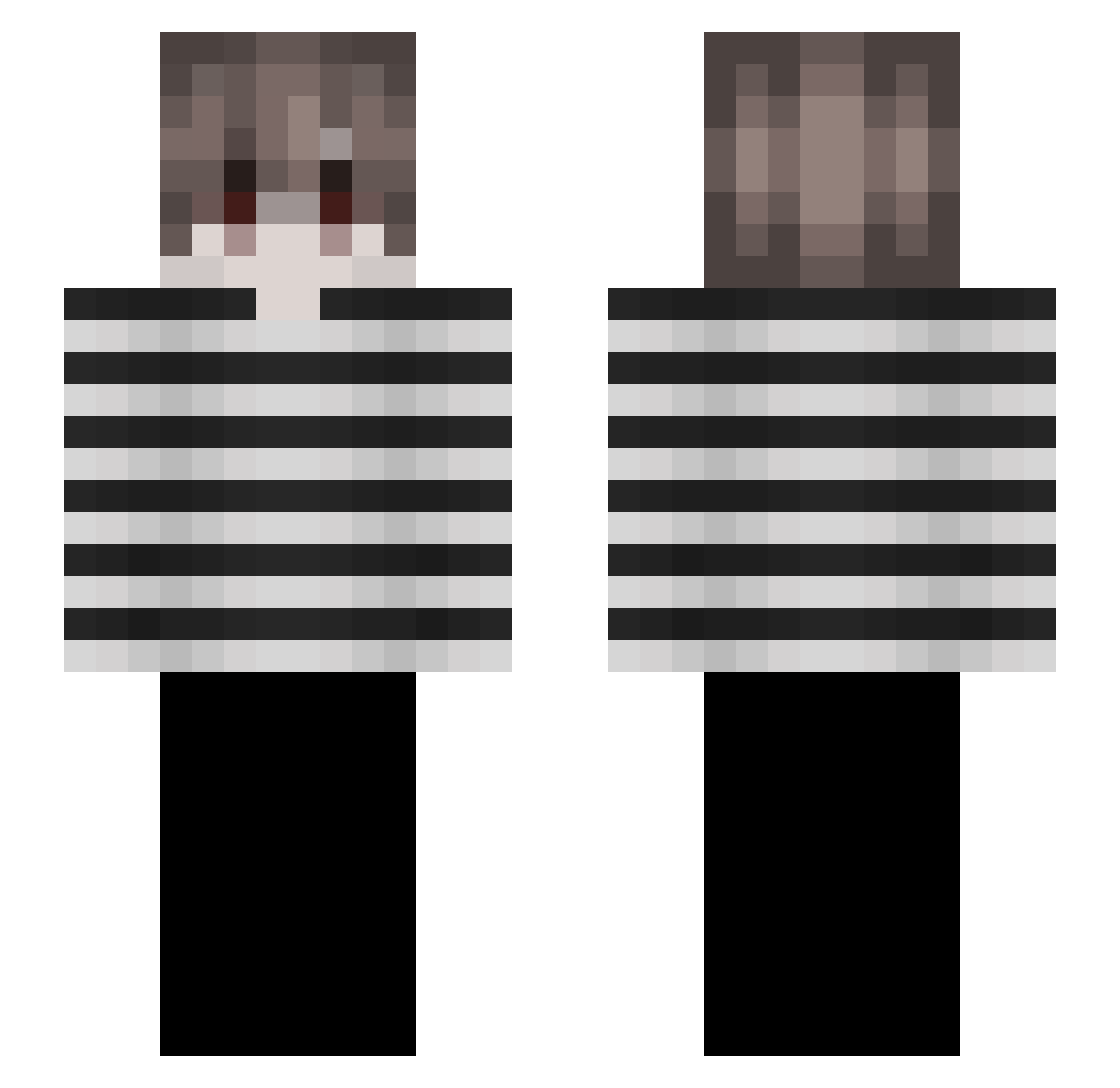 Yerimboyfriend Minecraft skin, front and back view