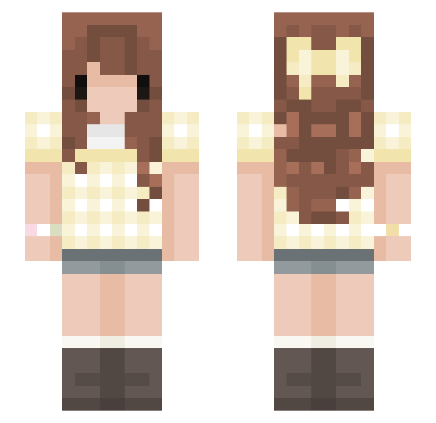 Peachki Minecraft skin, front and back view