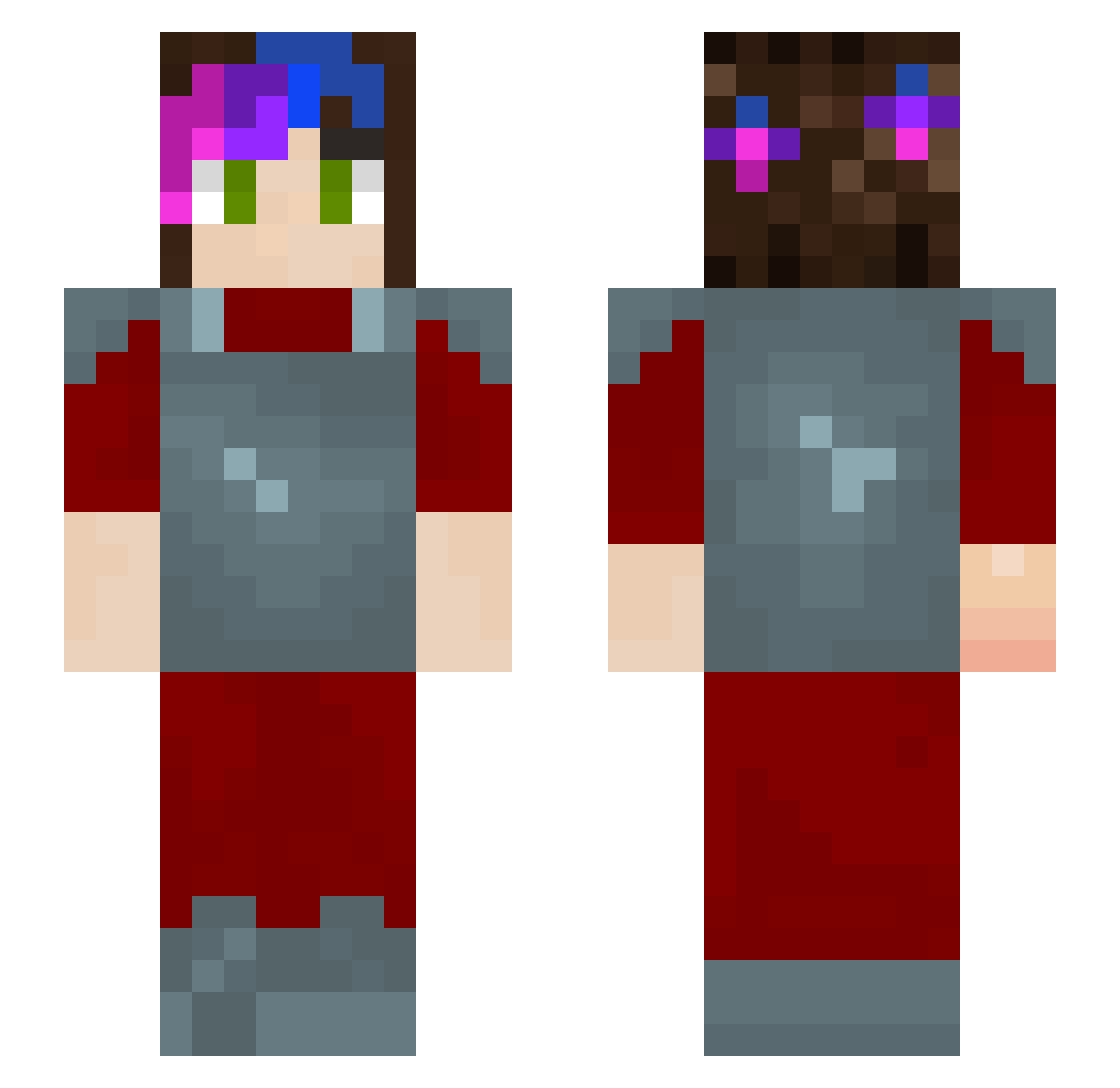 Spillers Minecraft skin, front and back view