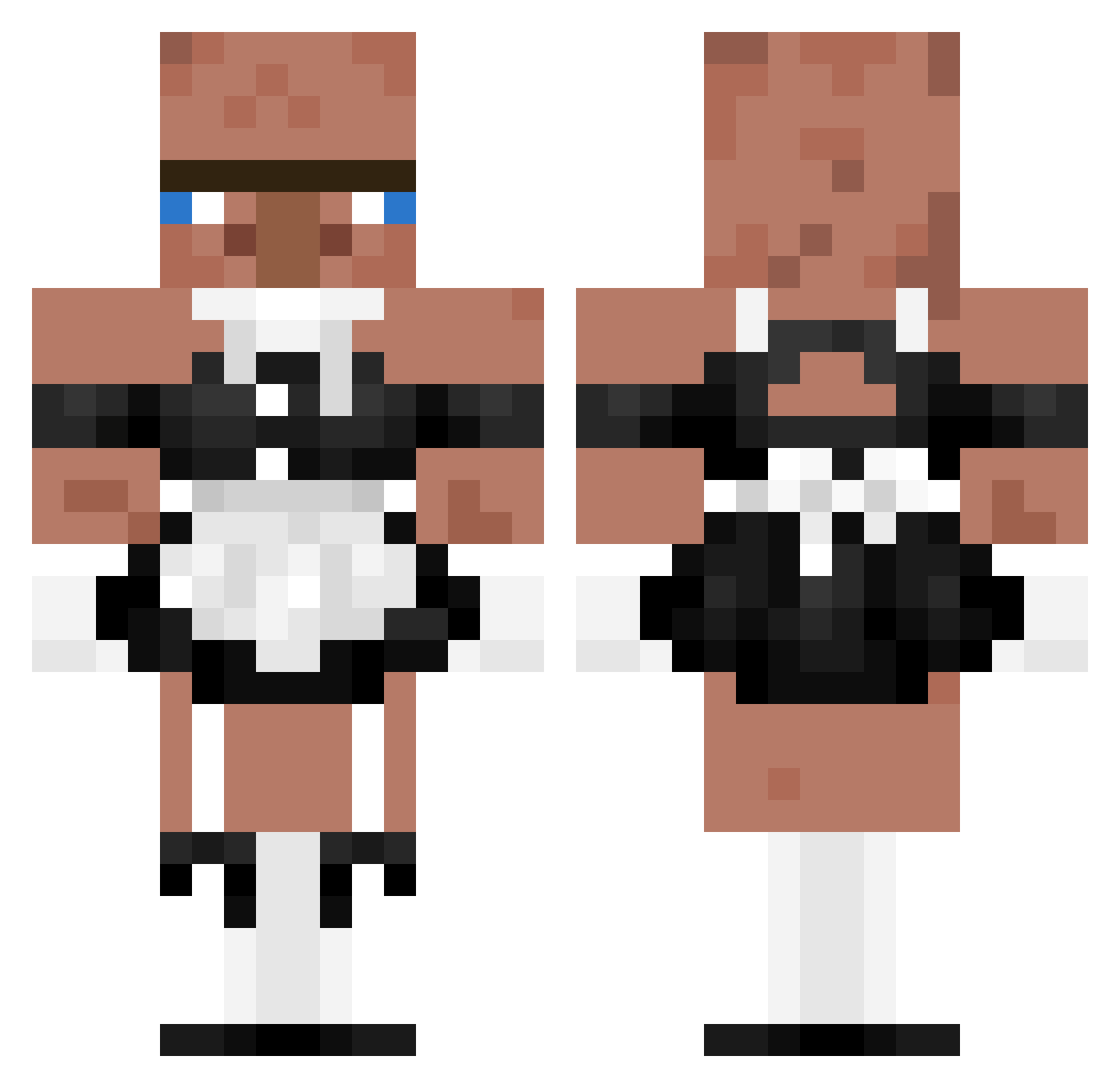 Redstoo Minecraft skin, front and back view