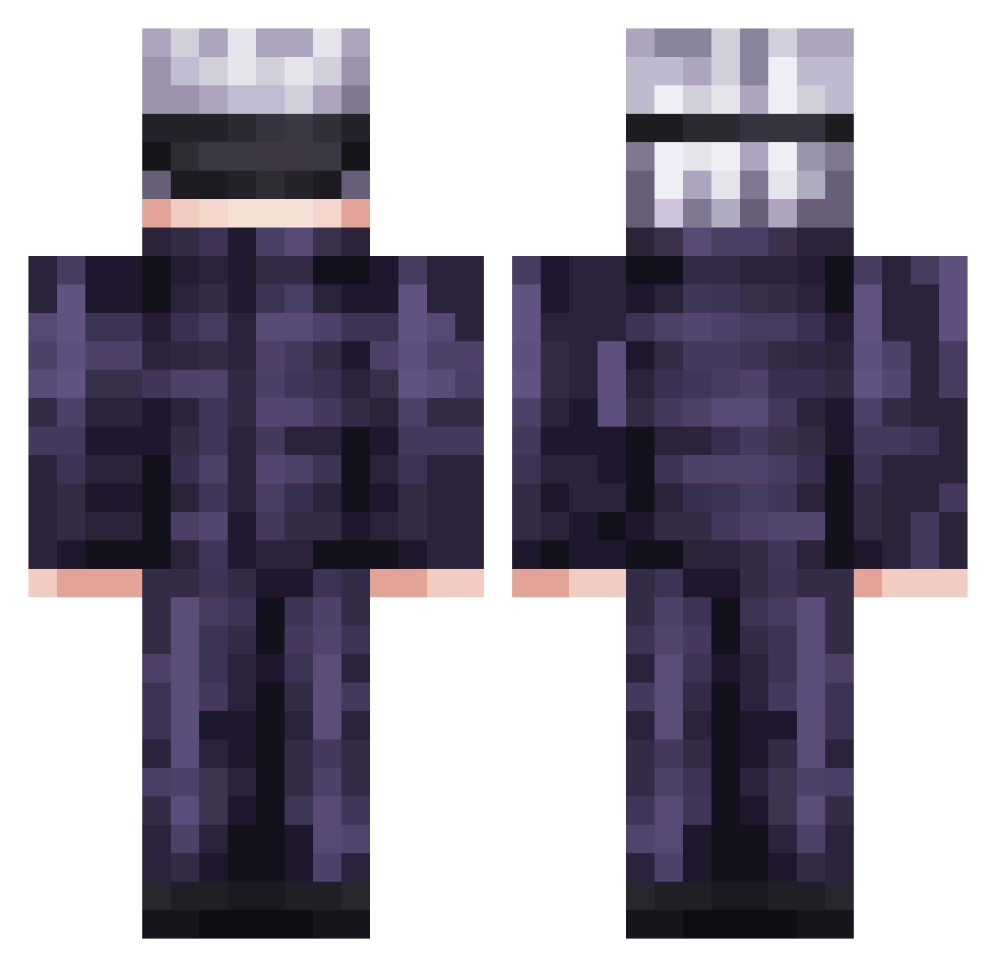 unzone Minecraft skin, front and back view